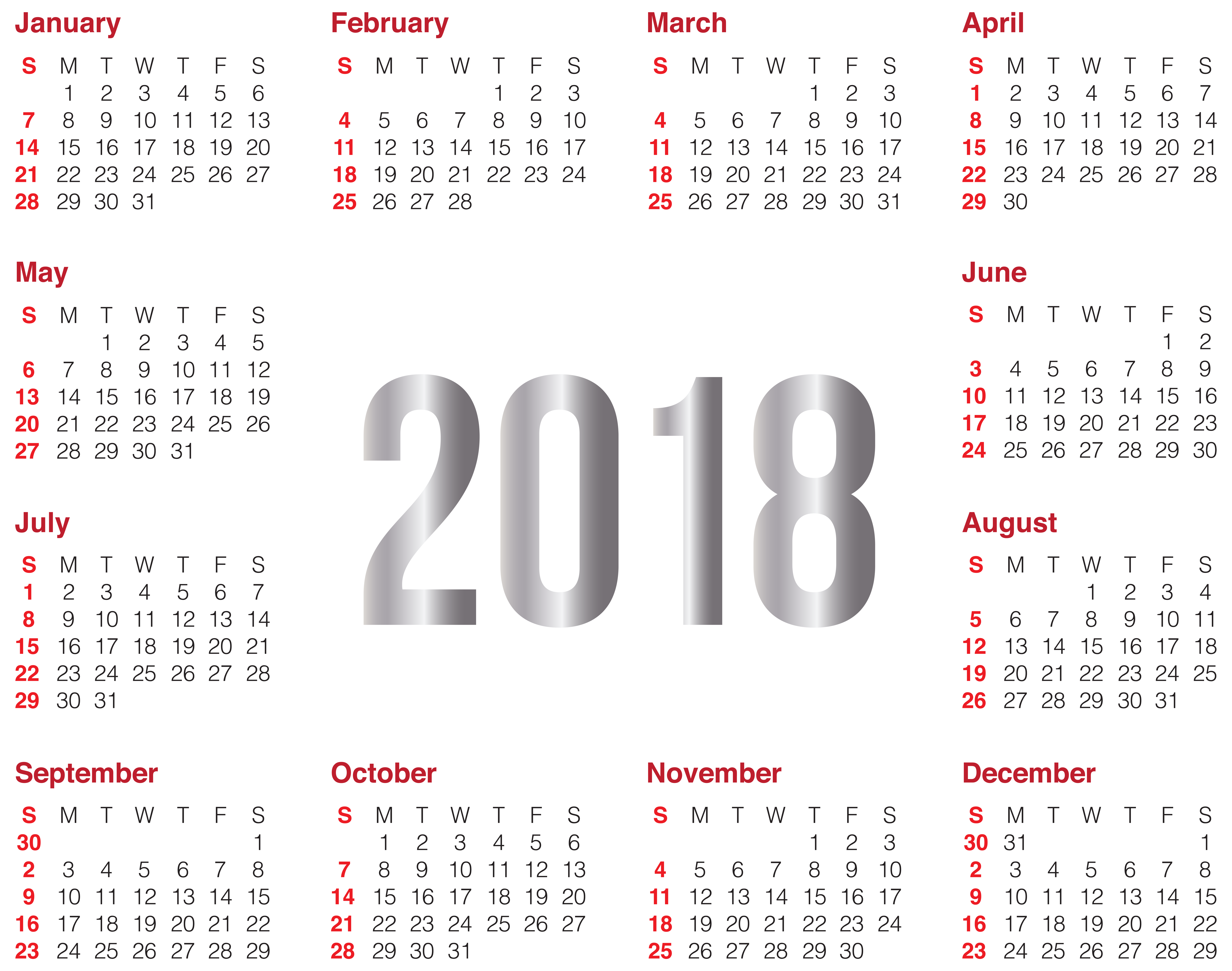 2018 Transparent Calendar PNG Clip Art Image | Gallery ...