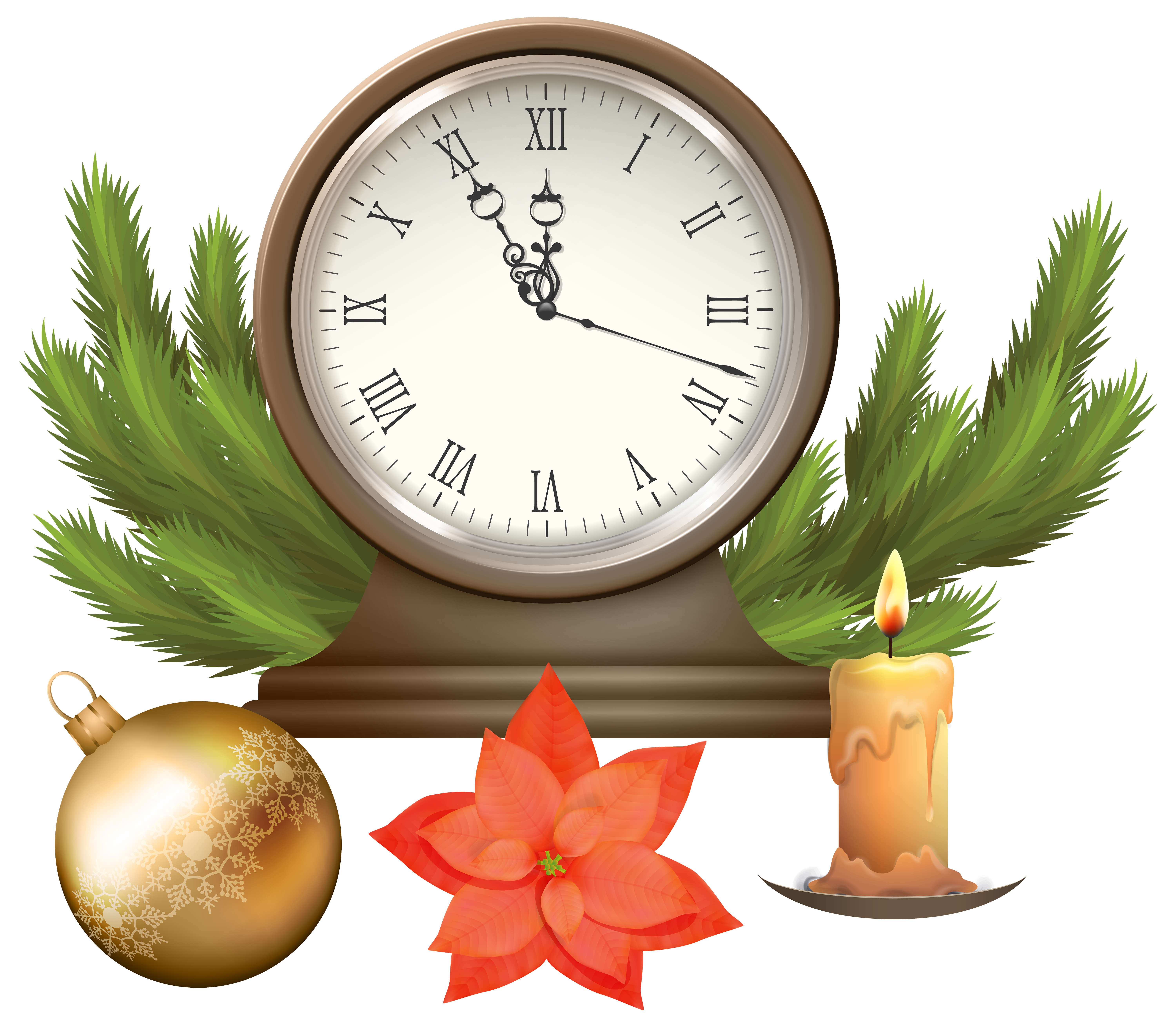 Christmas Clock with Decorations PNG Clip Art Image ...
