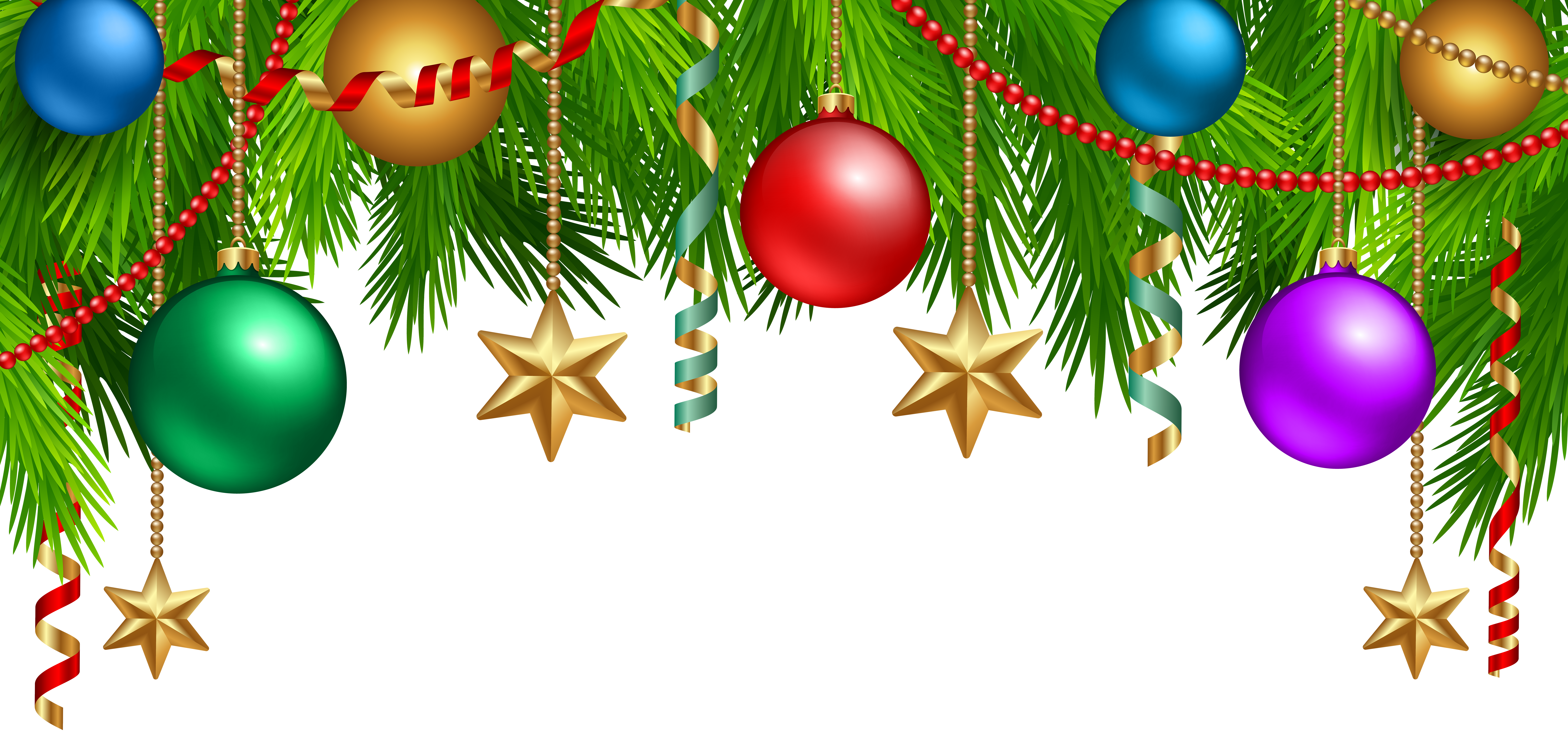 Christmas Deco Branches with Ornaments PNG Clip Art​ | Gallery ...