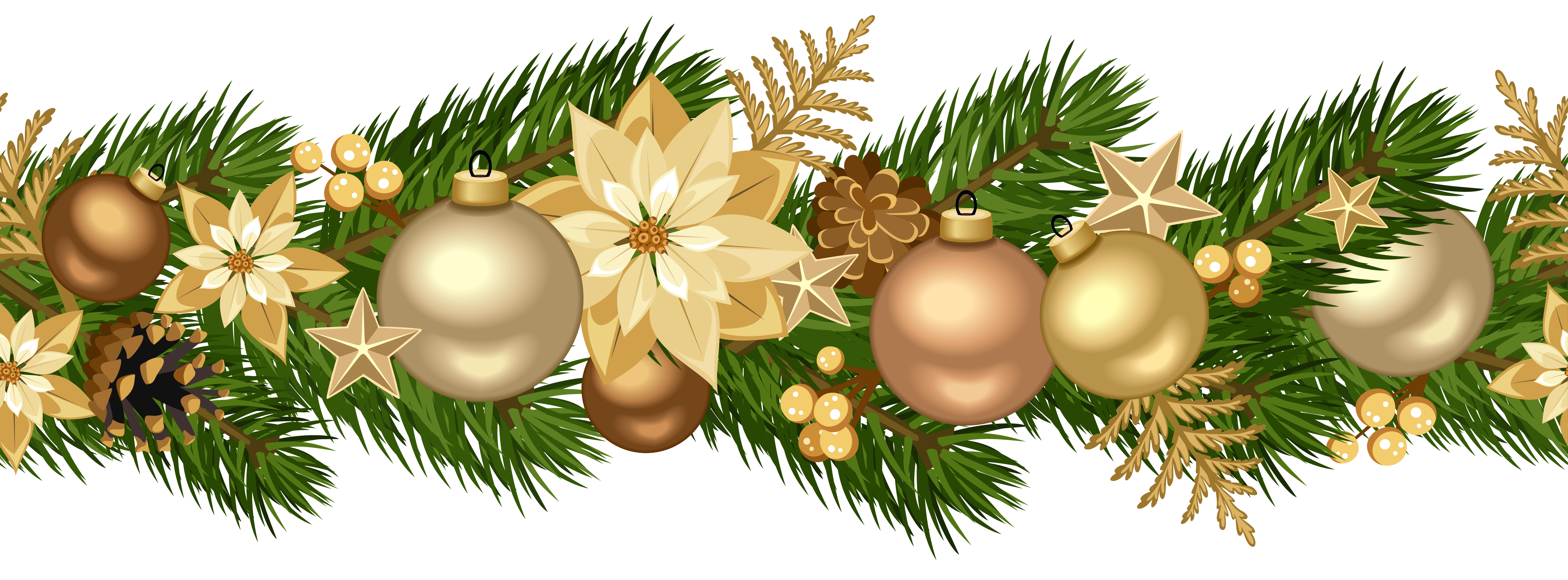 Christmas Decorative Golden Garland PNG Clip Art Image ...