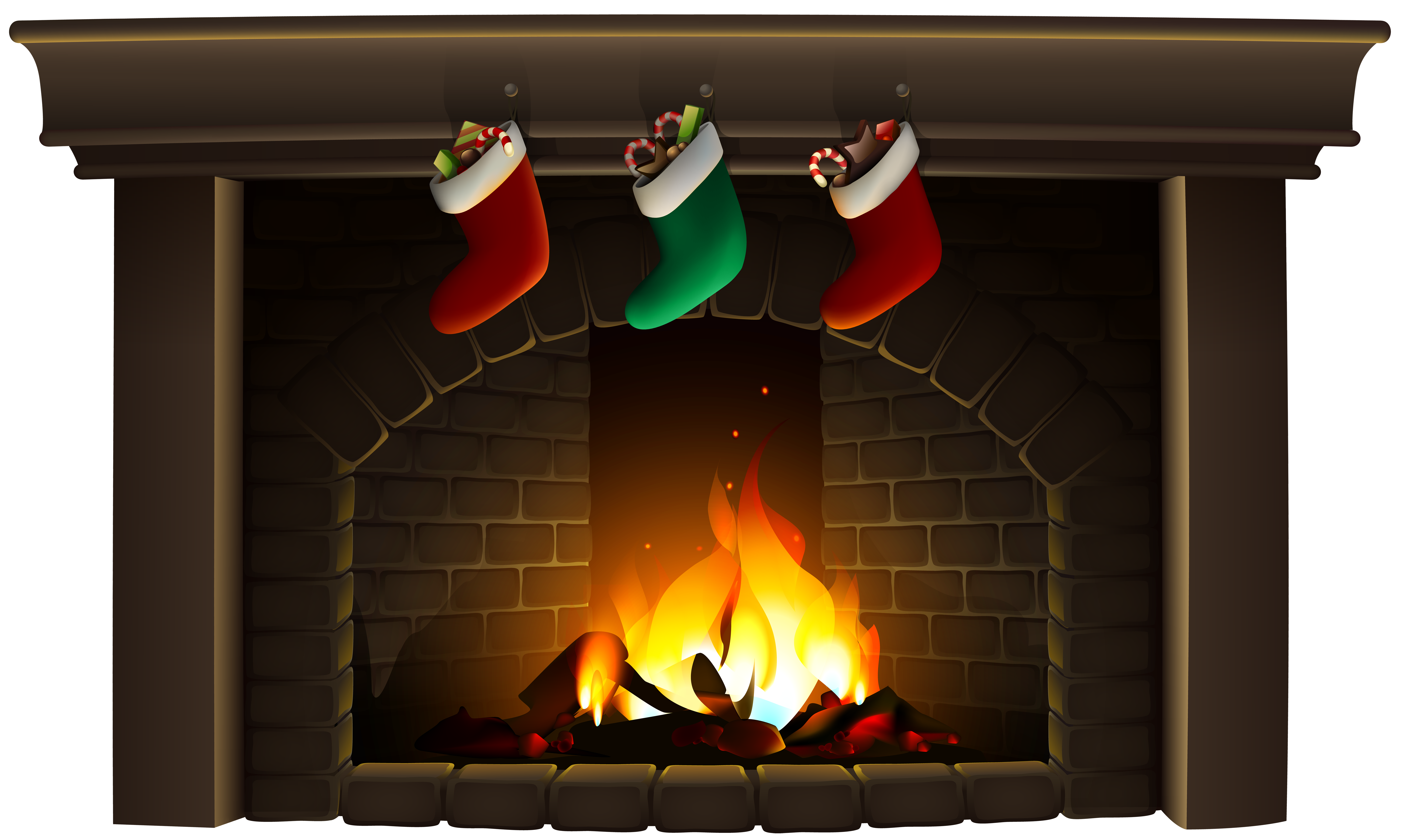 Christmas Fireplace PNG Clip Art | Gallery Yopriceville - High-Quality