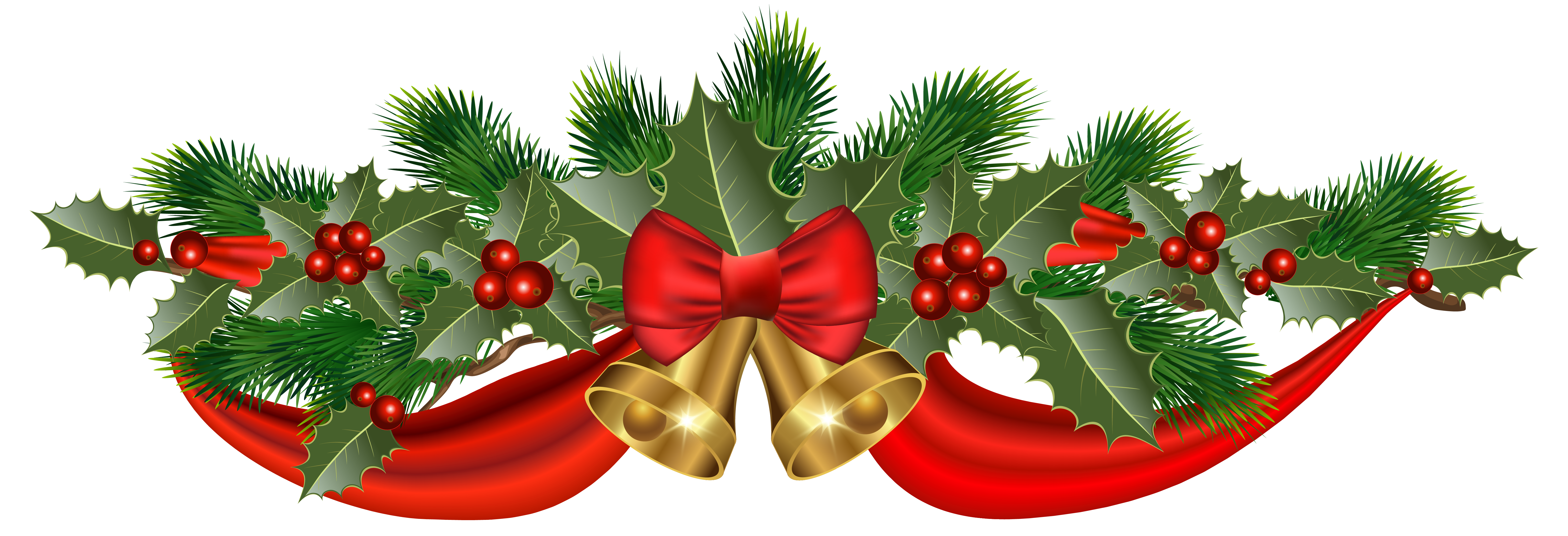 Christmas Golden Bells and Ribbon PNG Clipart Image​