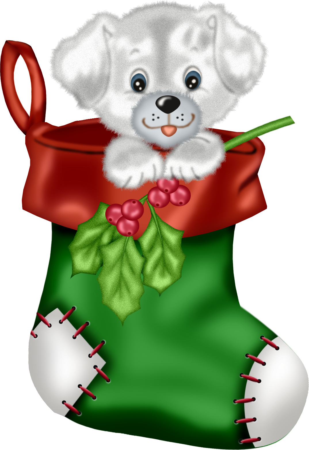 Scraps Tubes Mix..... - Página 38 Christmas_Green_Stocking_with_Puppy_PNG_Clipart