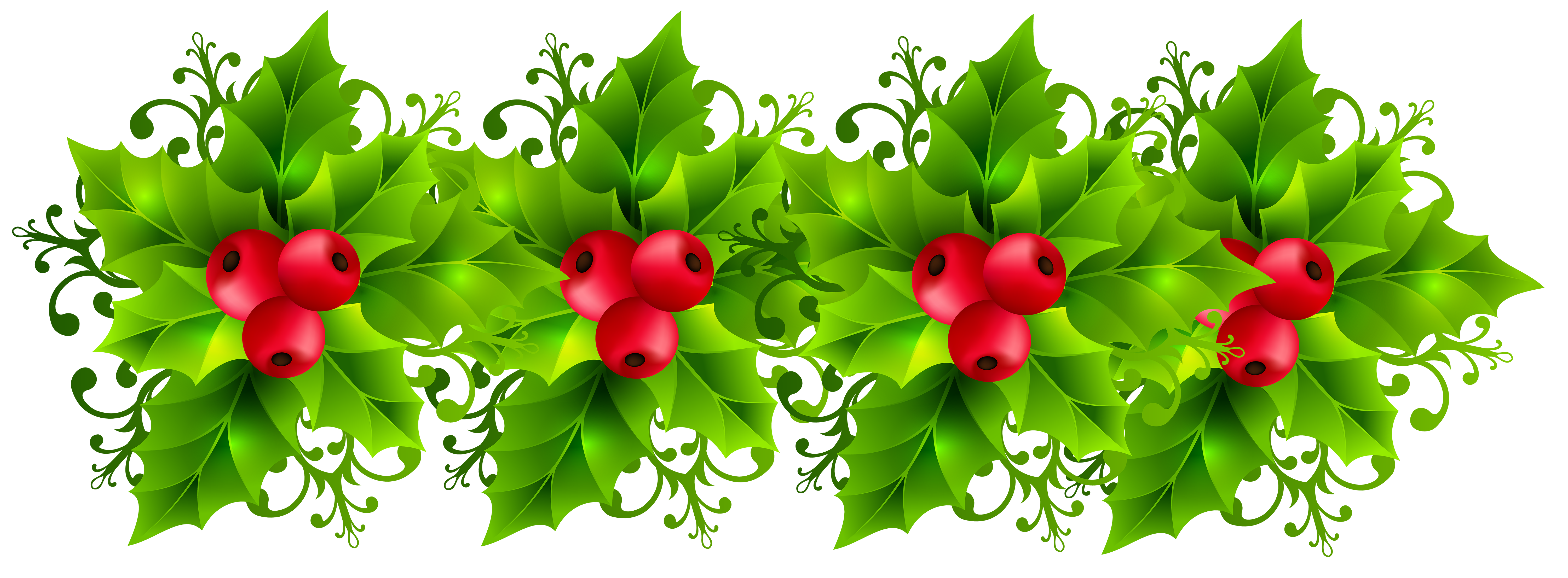 Christmas Holly Garland Transparent PNG Clip Art Image ...