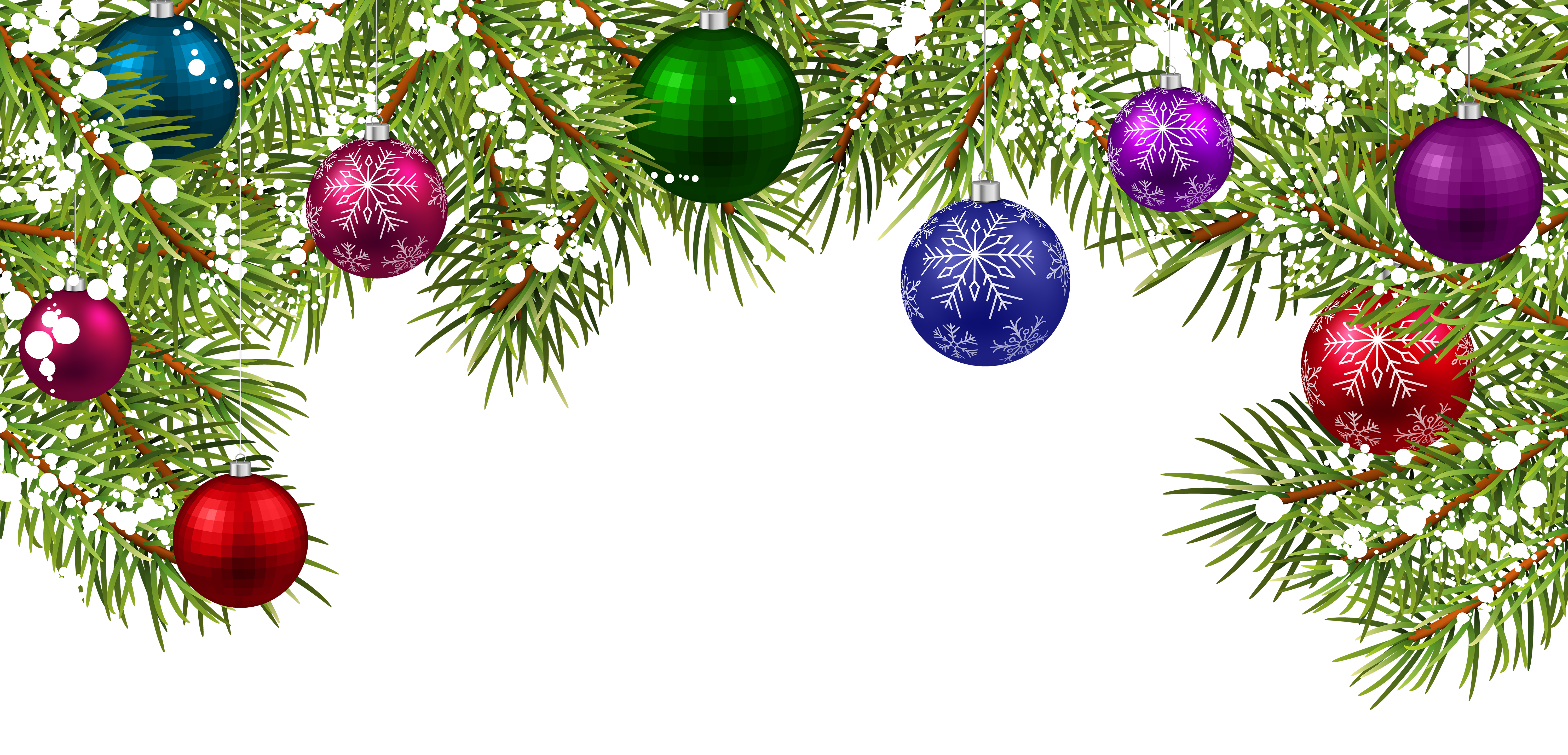 Christmas Pine Branches with Ornaments PNG Clip Art | Gallery