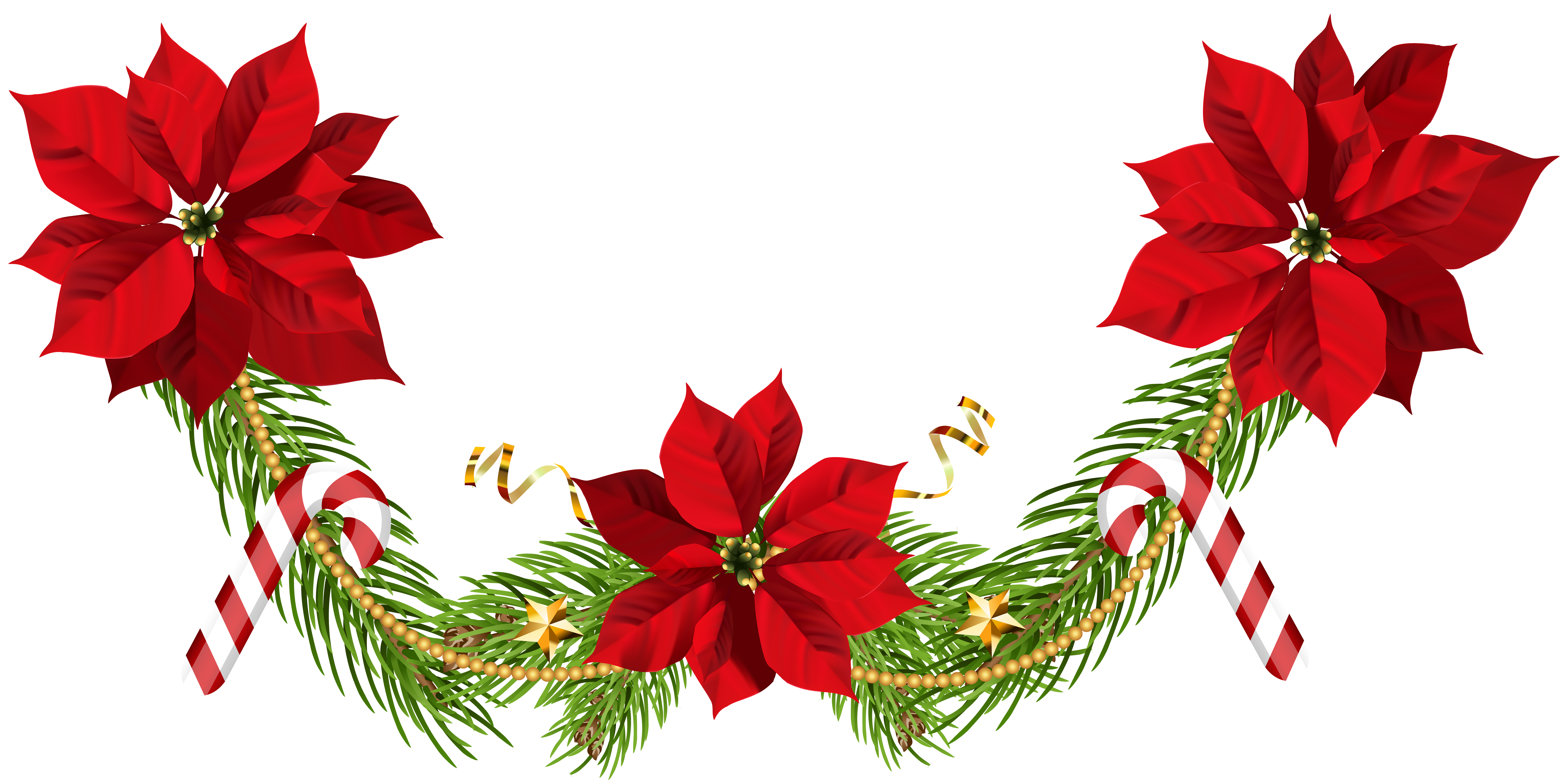 Christmas Poinsettias Garland Clip Art PNG Image​  Gallery Yopriceville -  High-Quality Free Images and Transparent PNG Clipart