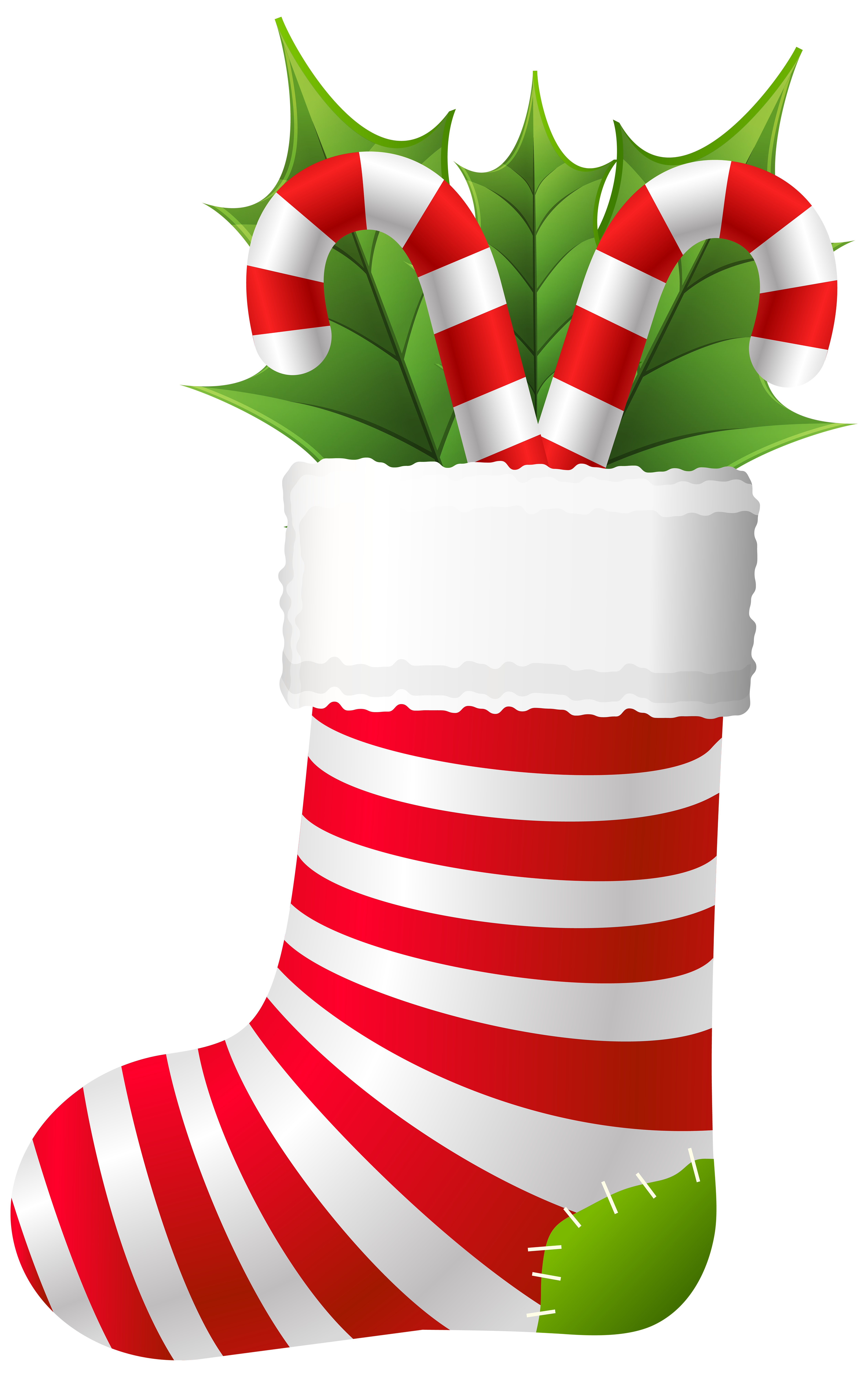 Christmas Stocking with Candy Canes PNG Clip Art | Gallery Yopriceville ...