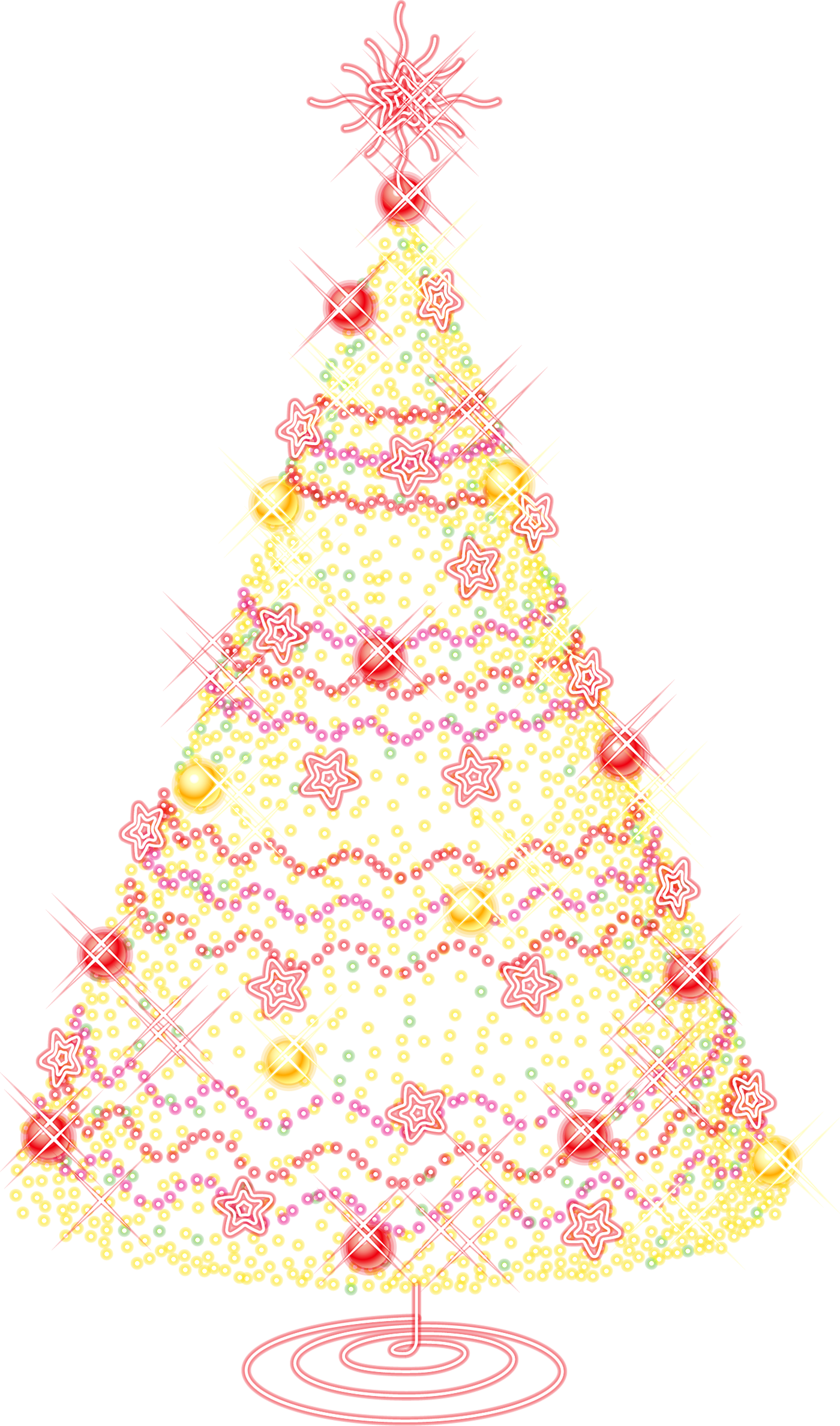 Large Gold Transparent Christmas Tree with Ornaments PNG ...