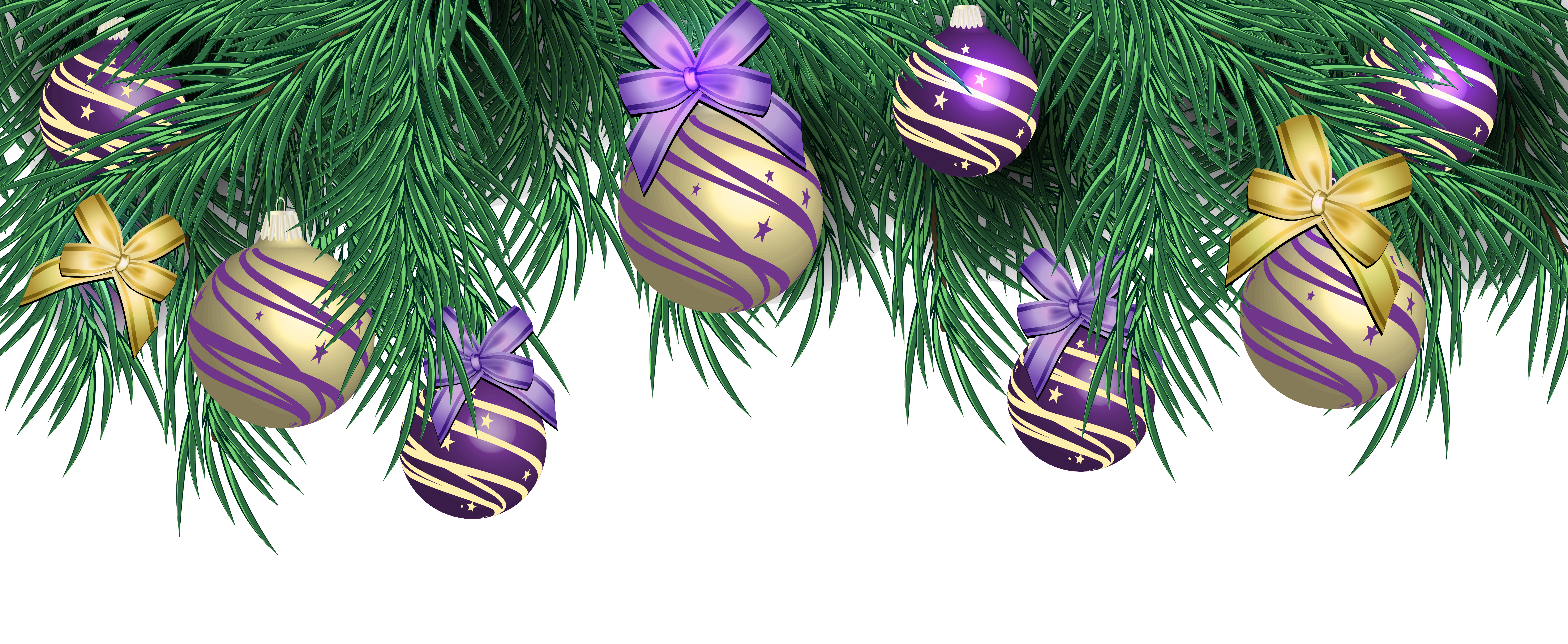 transparent christmas pine decor with purple balls png purple christmas gift