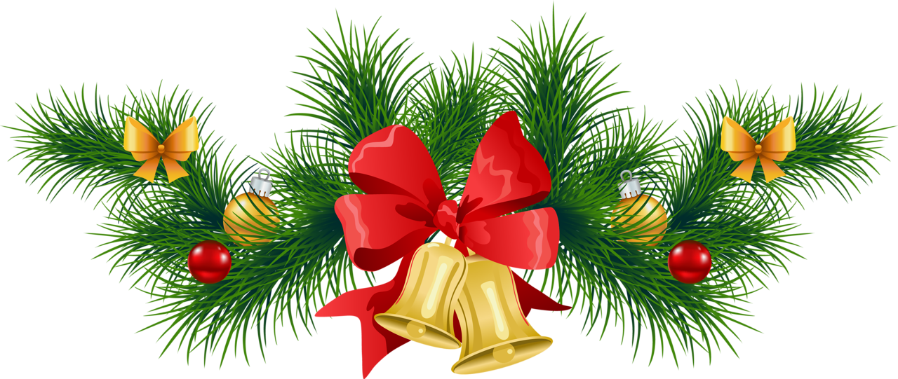 transparent christmas pine garland with bells clipart gallery