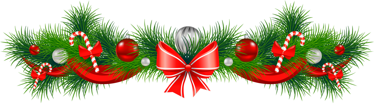 transparent christmas pine garland with red bow png christmas tree decoration red and gold