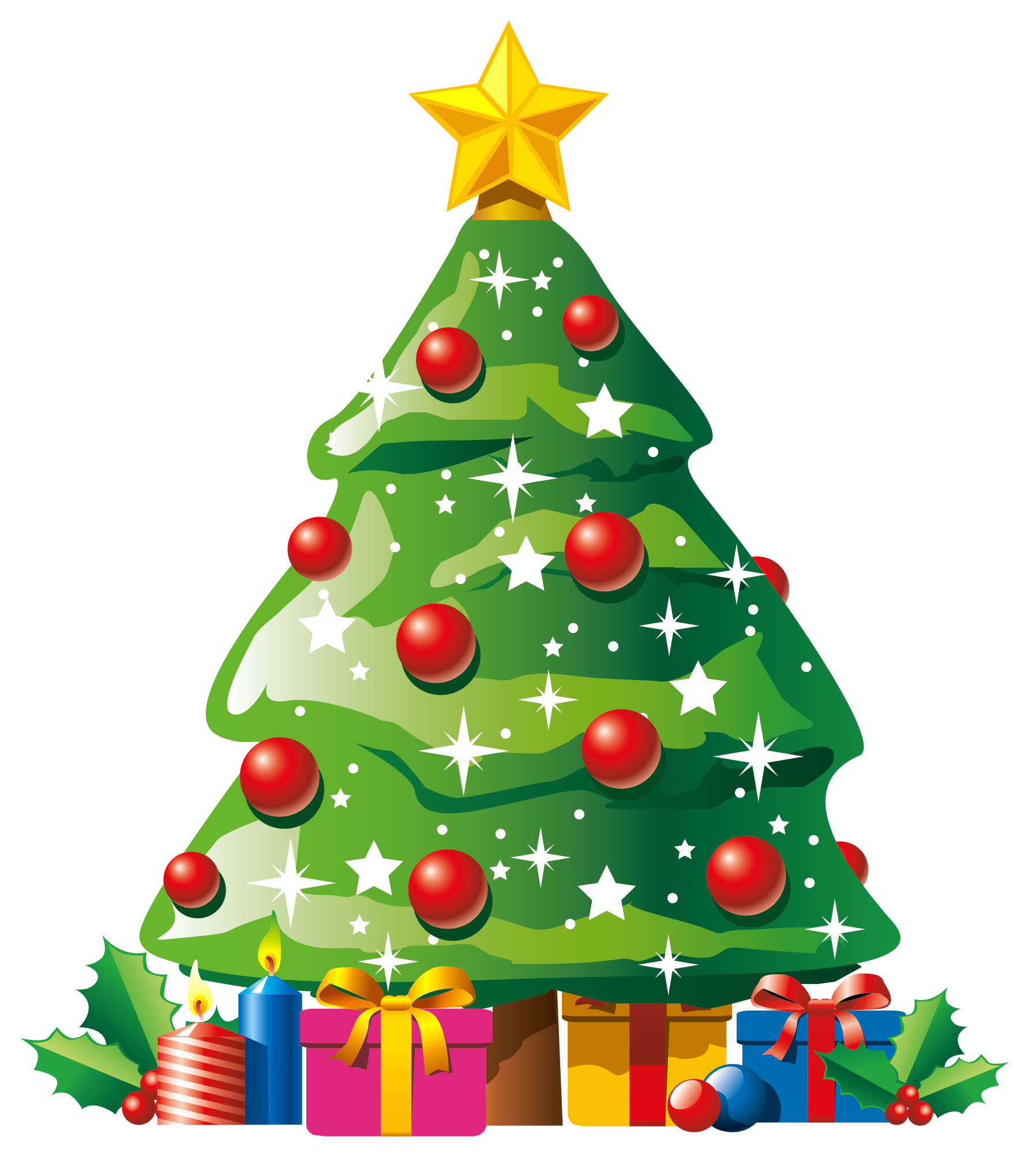 Transparent Deco Christmas Tree with Gifts Clipart ...