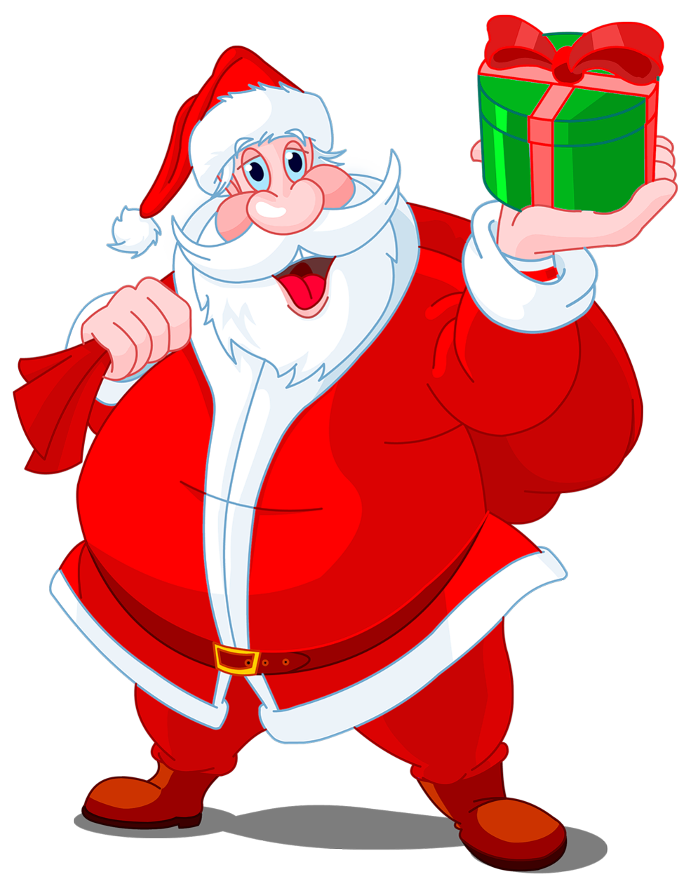 Transparent Santa Claus With Green Gift Png Clipart Gallery