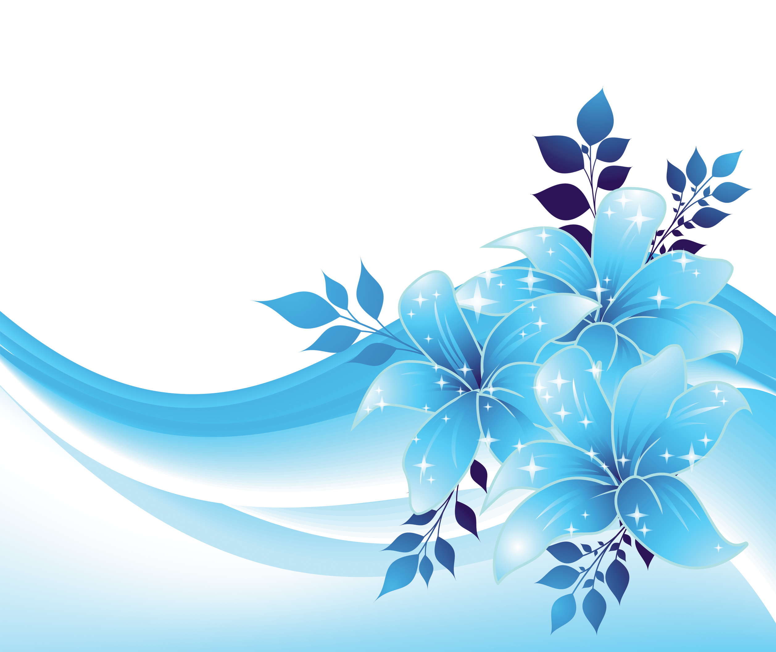 Blue Decoration with Flowers PNG Transparent Clipart 