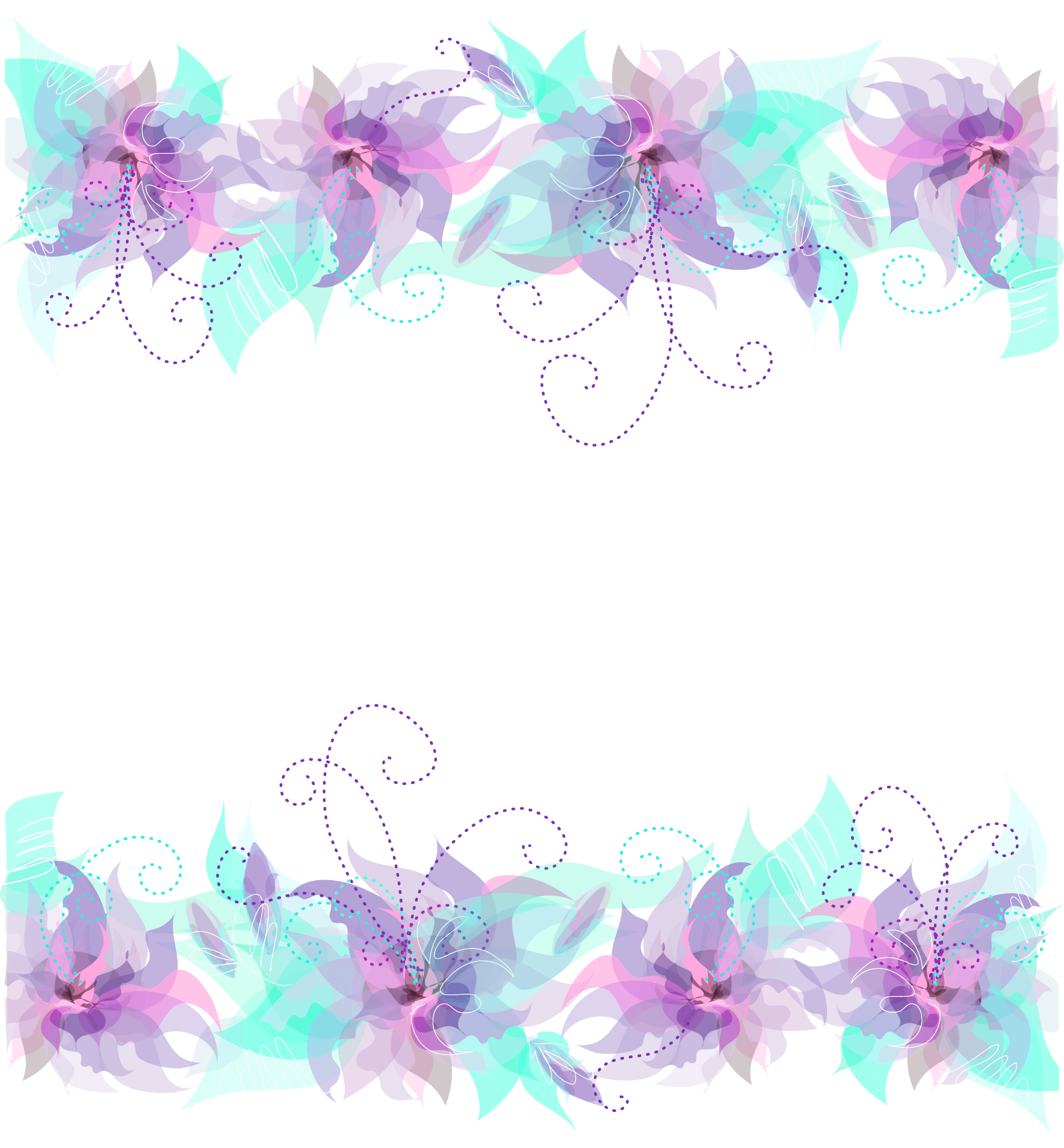 Floral Pink Purple and Blue Decoration PNG Transparent ...