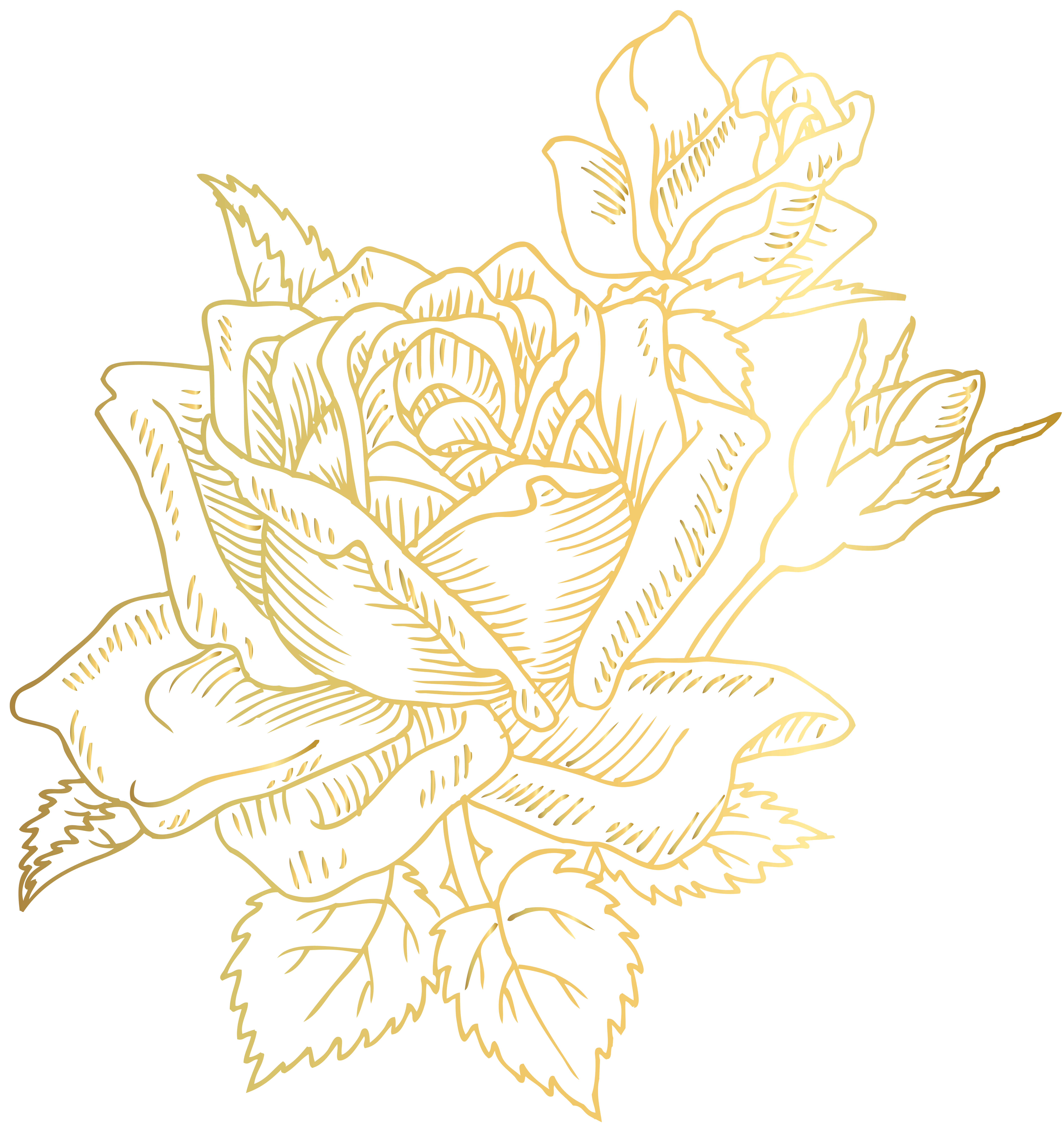 Gold Deco Rose PNG Clip Art Image | Gallery Yopriceville - High-Quality ...