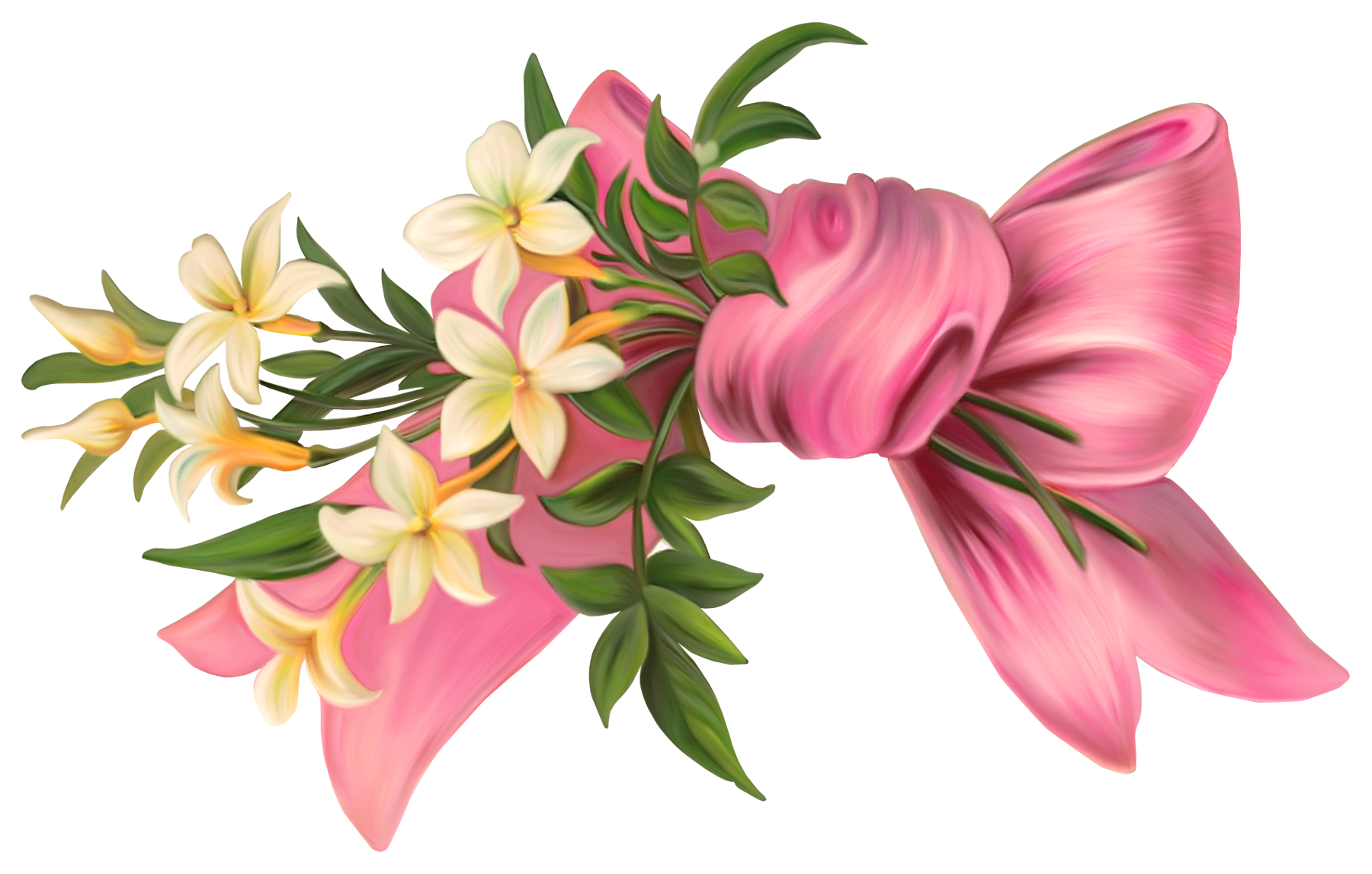 Pink Bow With Flowers Png Element Gallery Yopriceville High Quality Images And Transparent Png Free Clipart