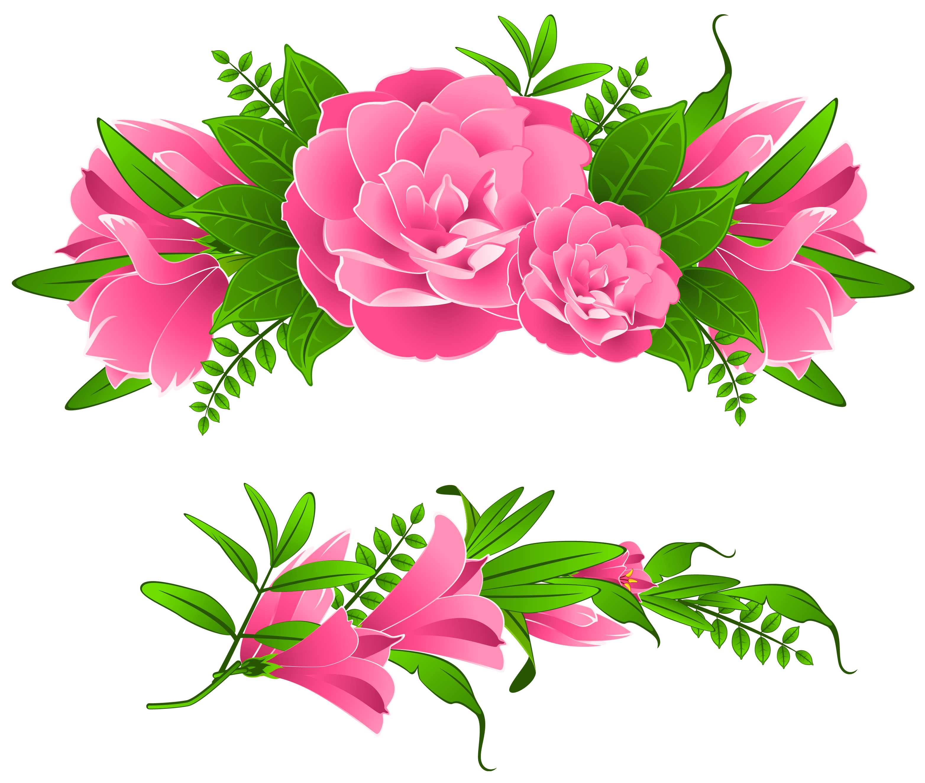 Green Flower Line Drawing : Pink flowers decorative element png clipart gallery