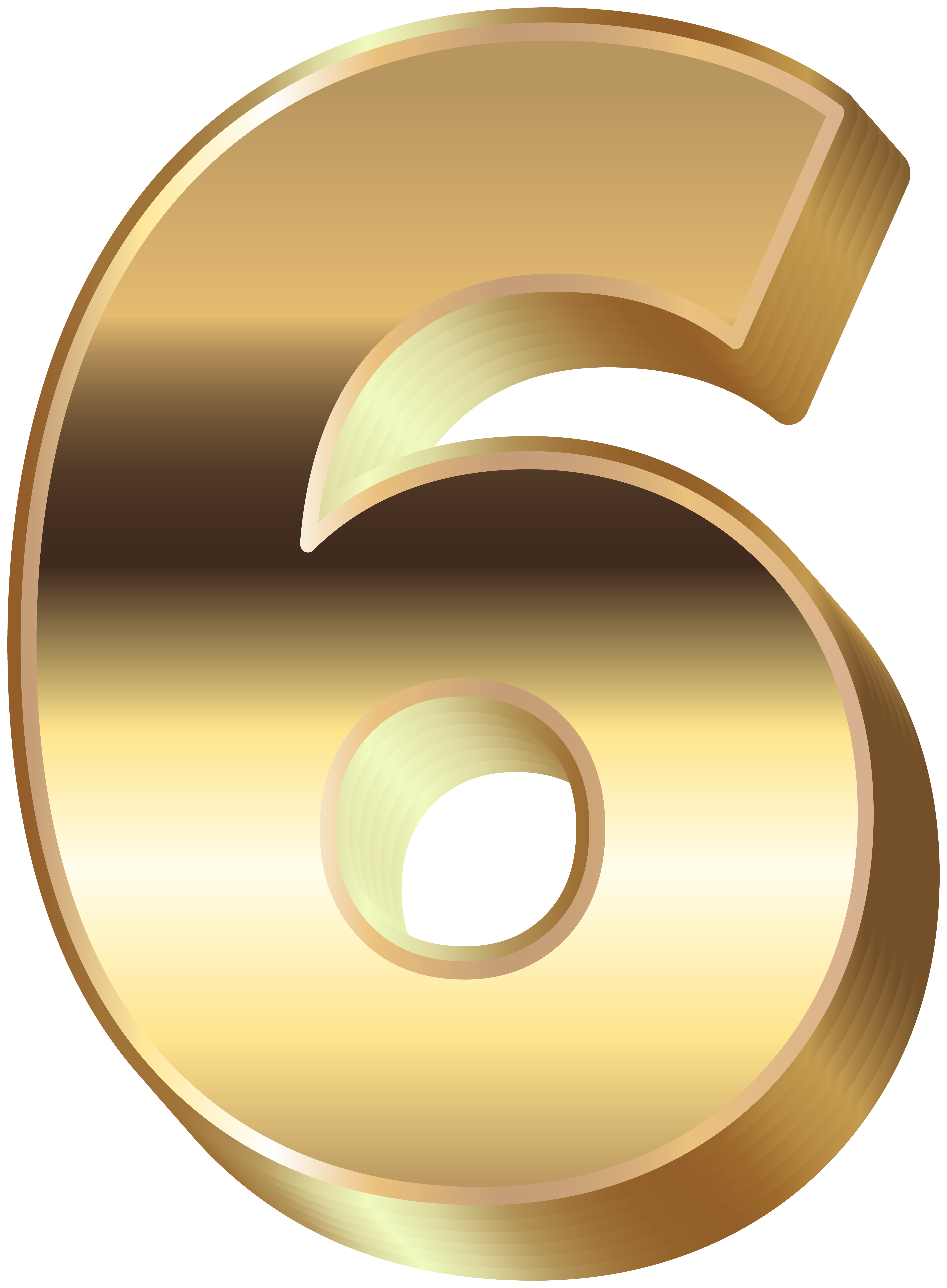 3d Gold Number Six Png Clip Art