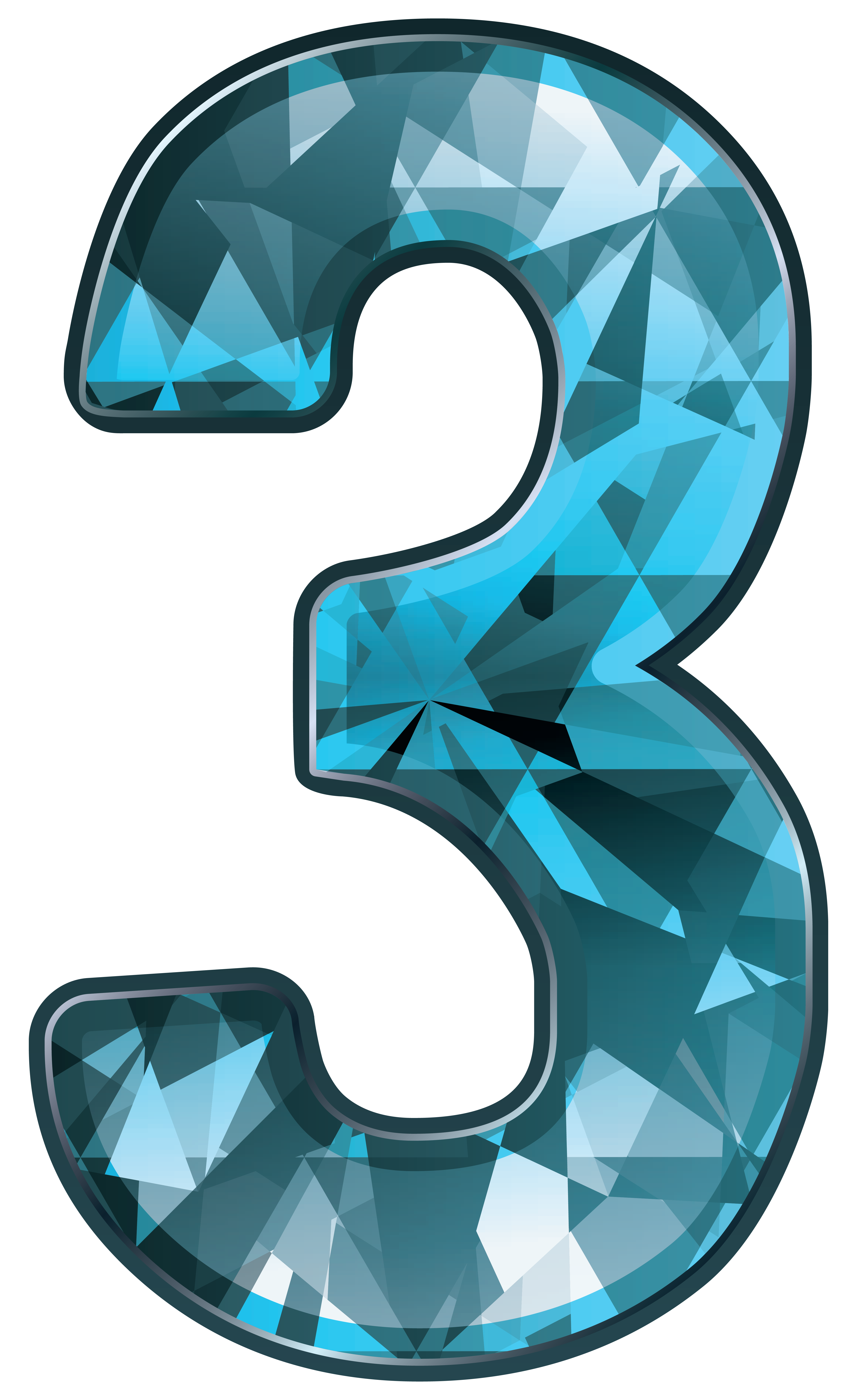 Blue Crystal Number Three PNG Clipart Image | Gallery Yopriceville