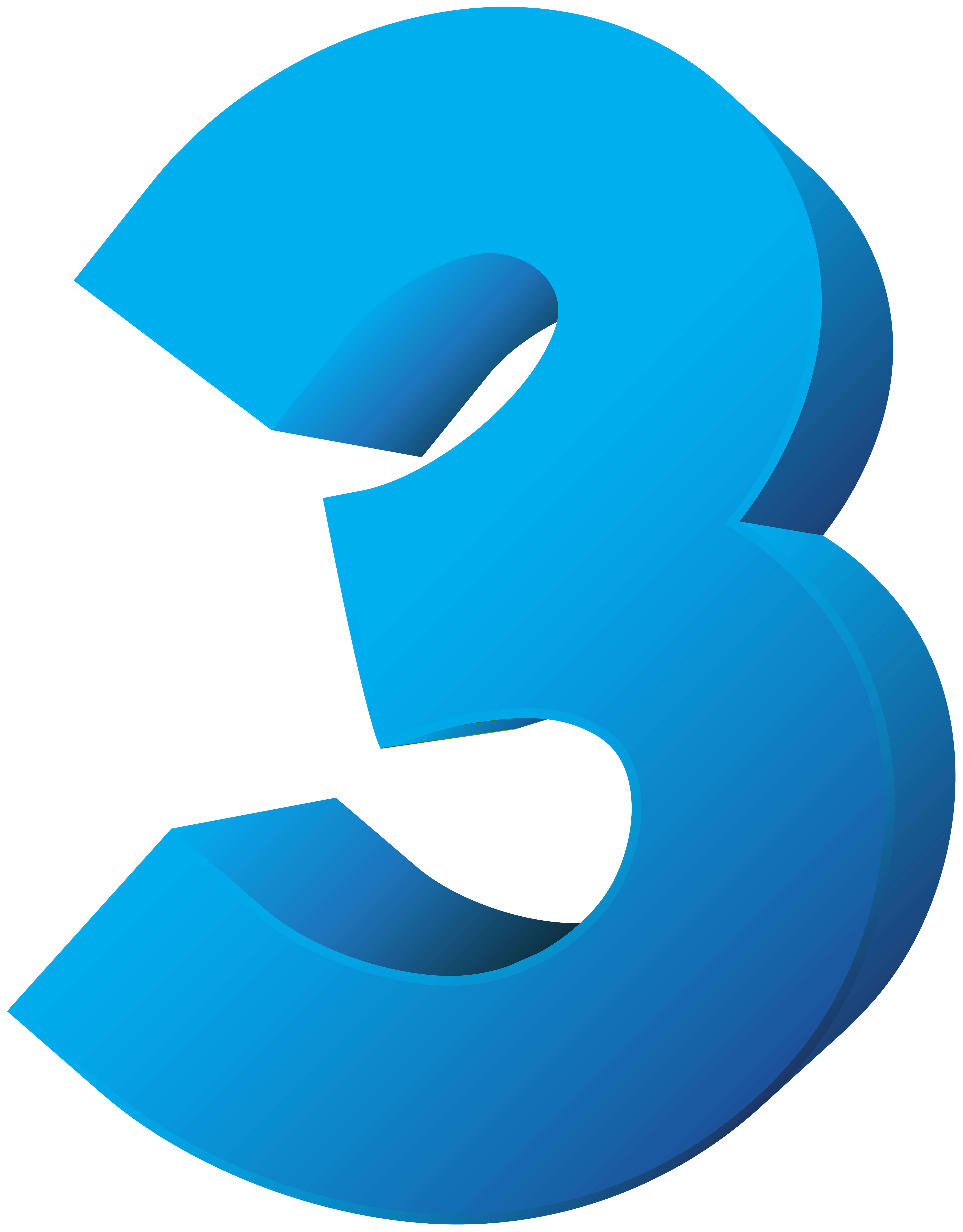 Blue Number Three Transparent PNG Clip Art Image | Gallery Yopriceville