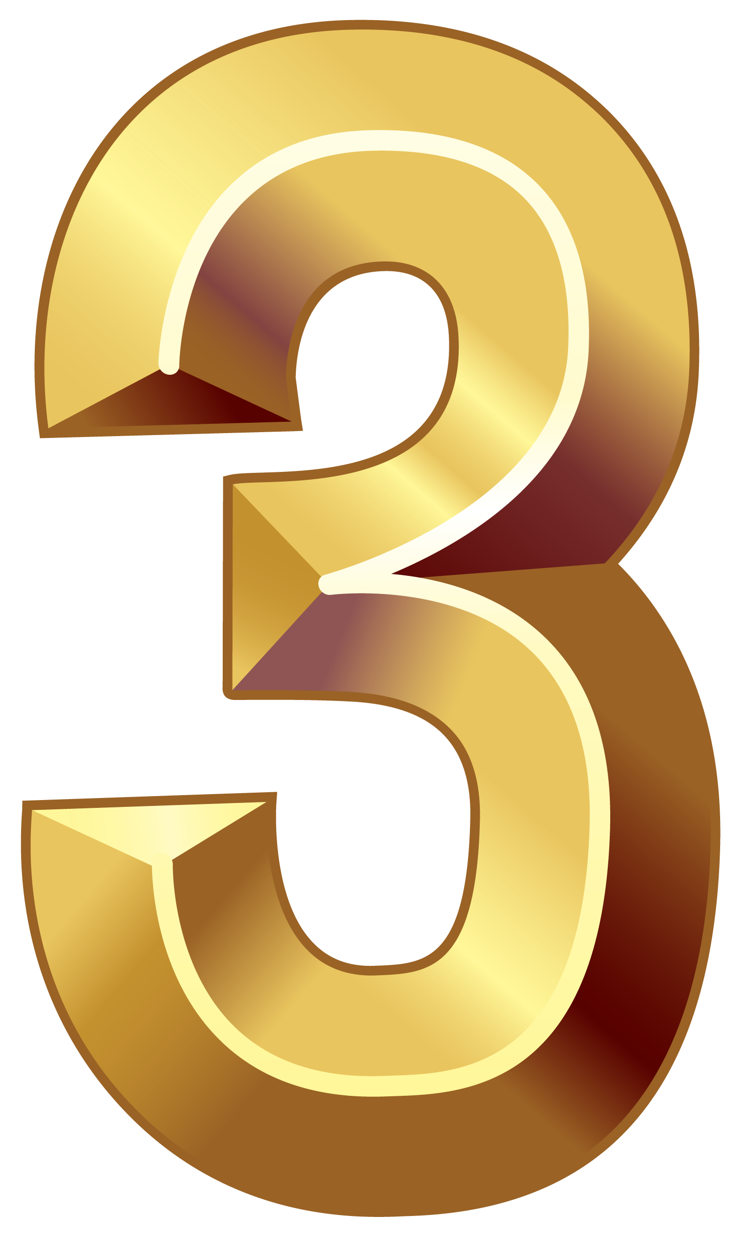 Gold Number Three Png Clipart Image