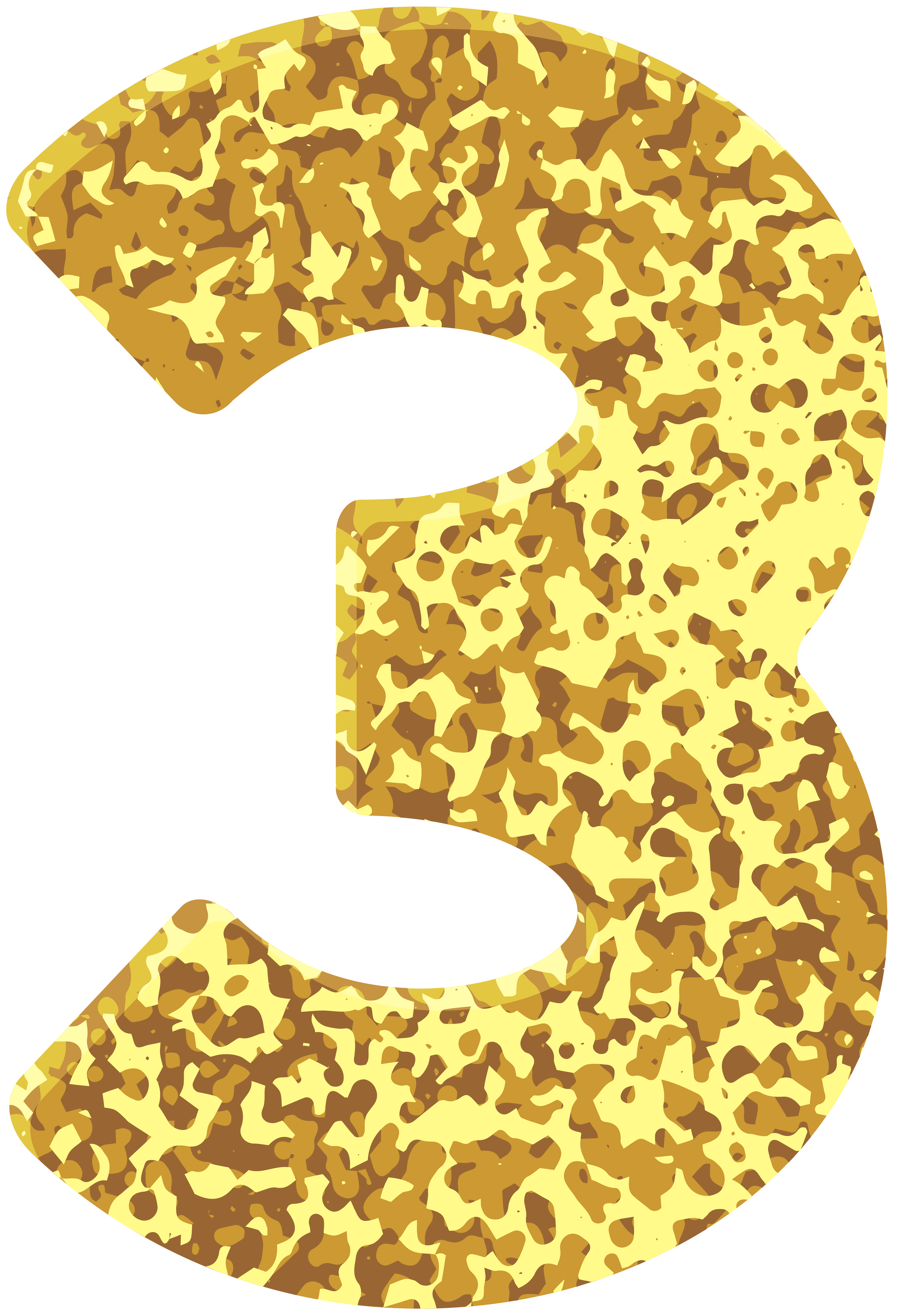 Gold Style Number Three Transparent Png Image