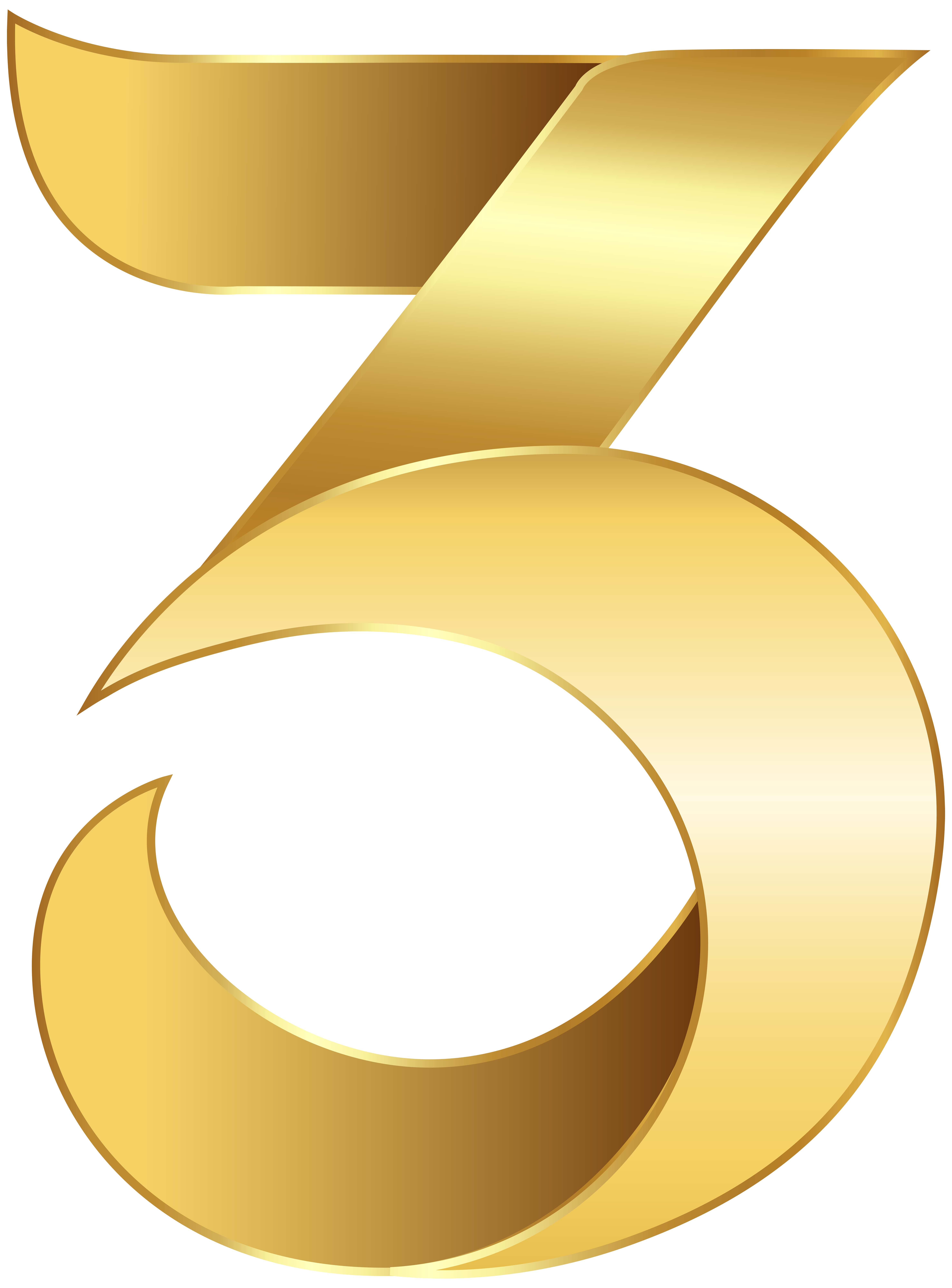 Golden Number Three Transparent PNG Clip Art Image | Gallery