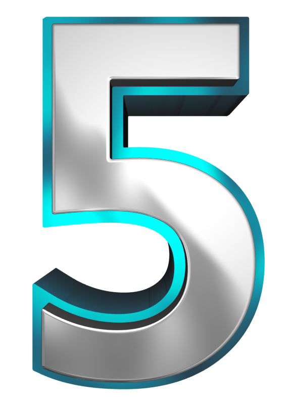 Metallic And Blue Number Five Png Clipart Image