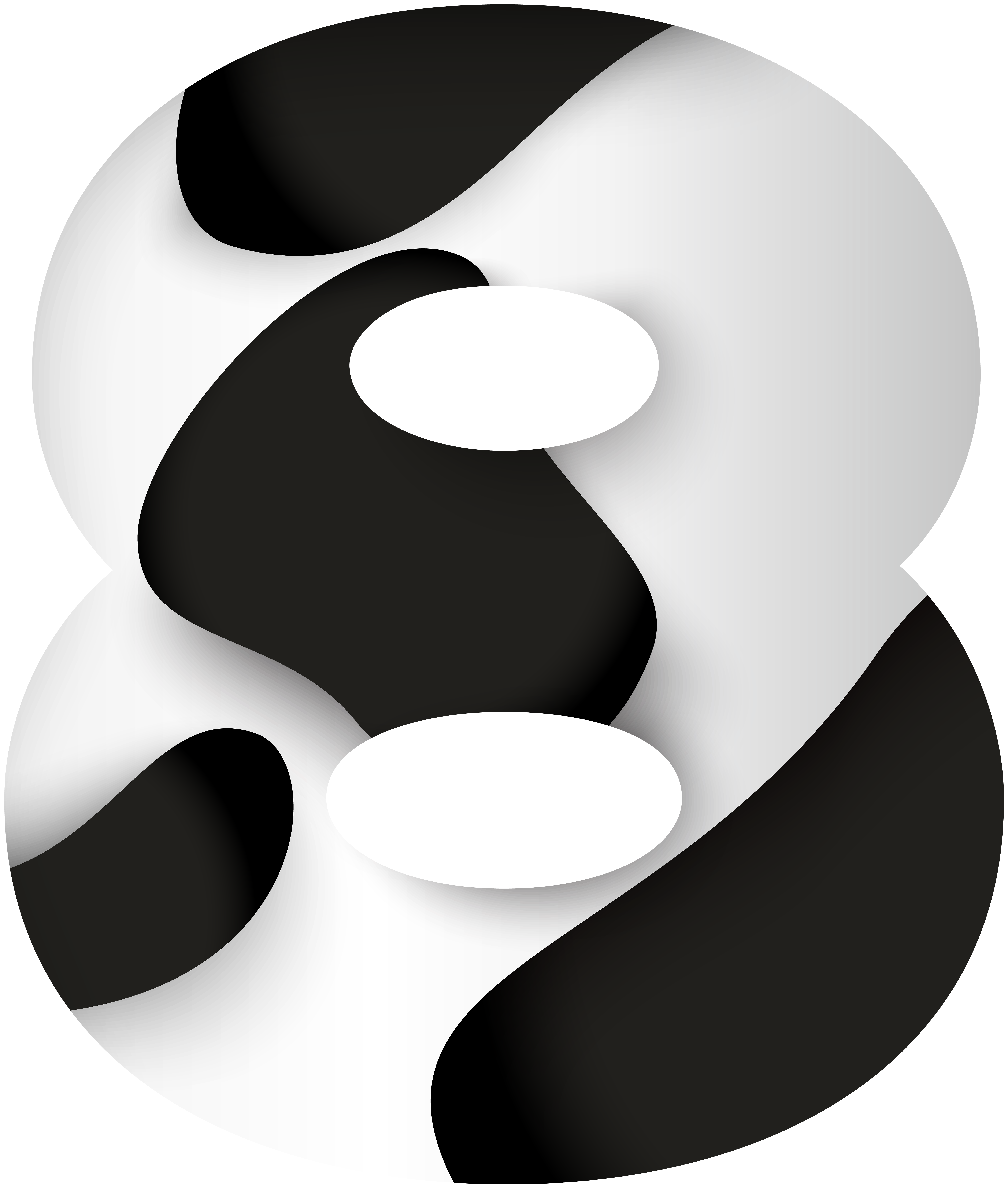 Number Eight Black White Png Clip Art Image