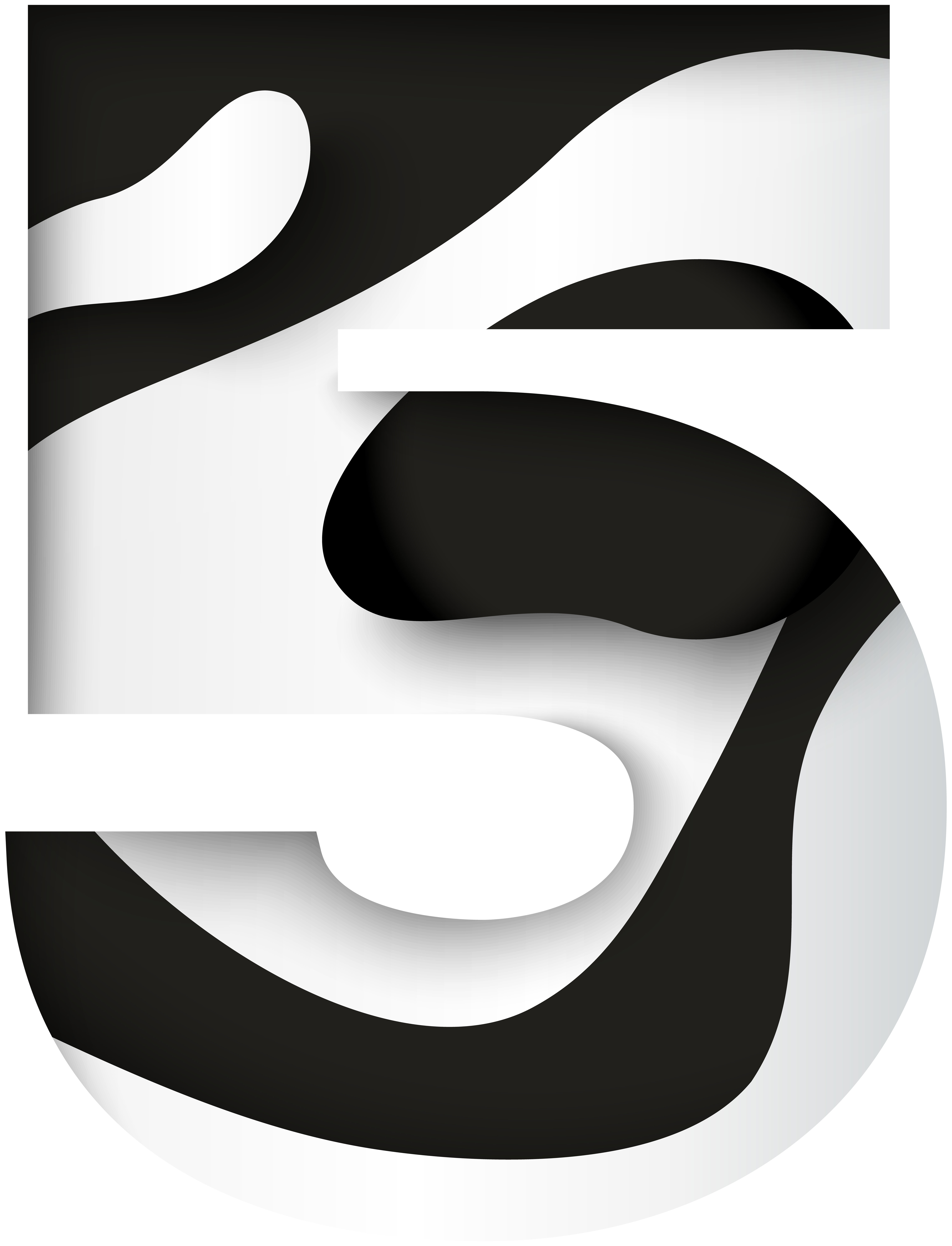 Number Five Black White PNG Clip Art Image | Gallery Yopriceville