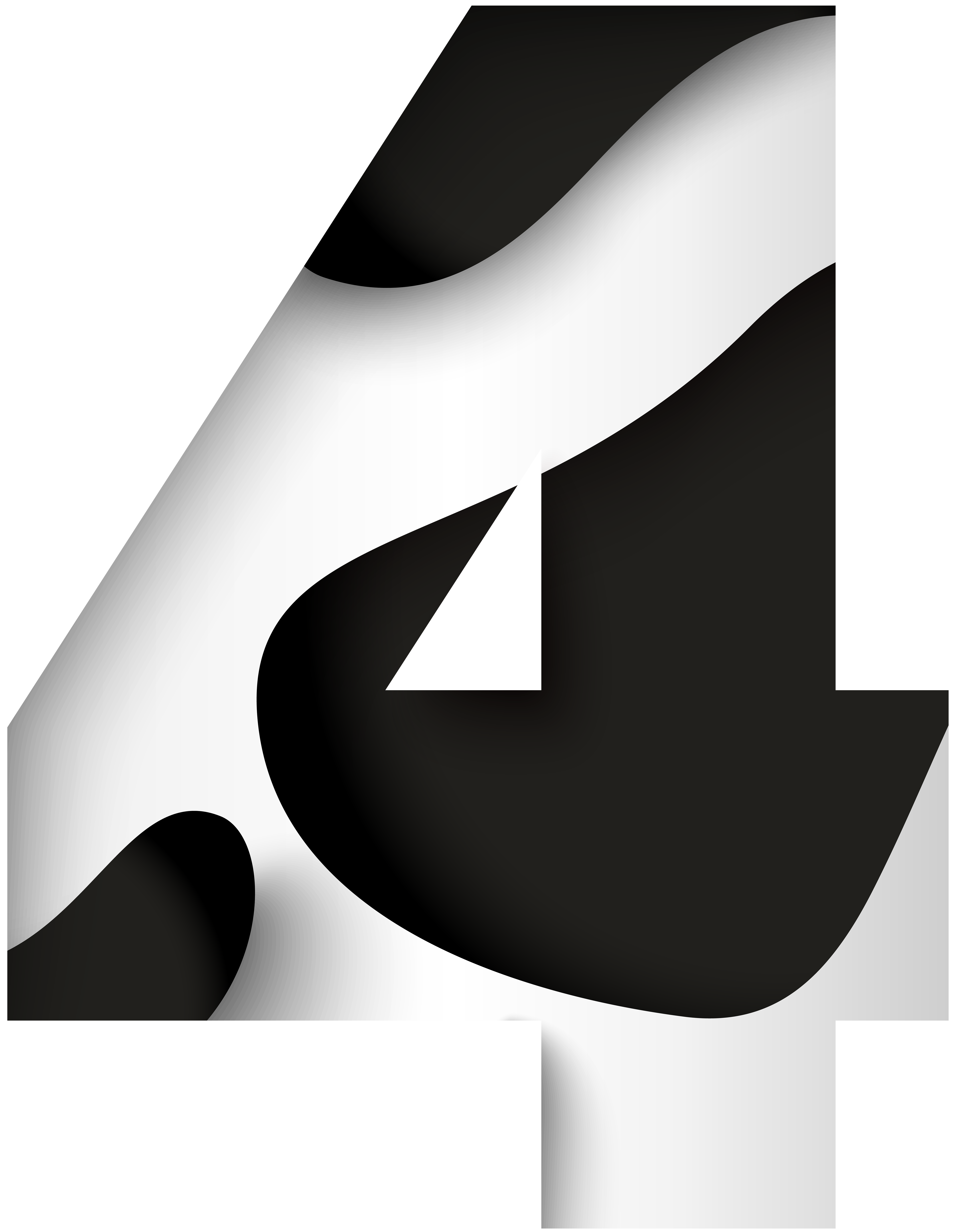 Number Four Black White Png Clip Art Image