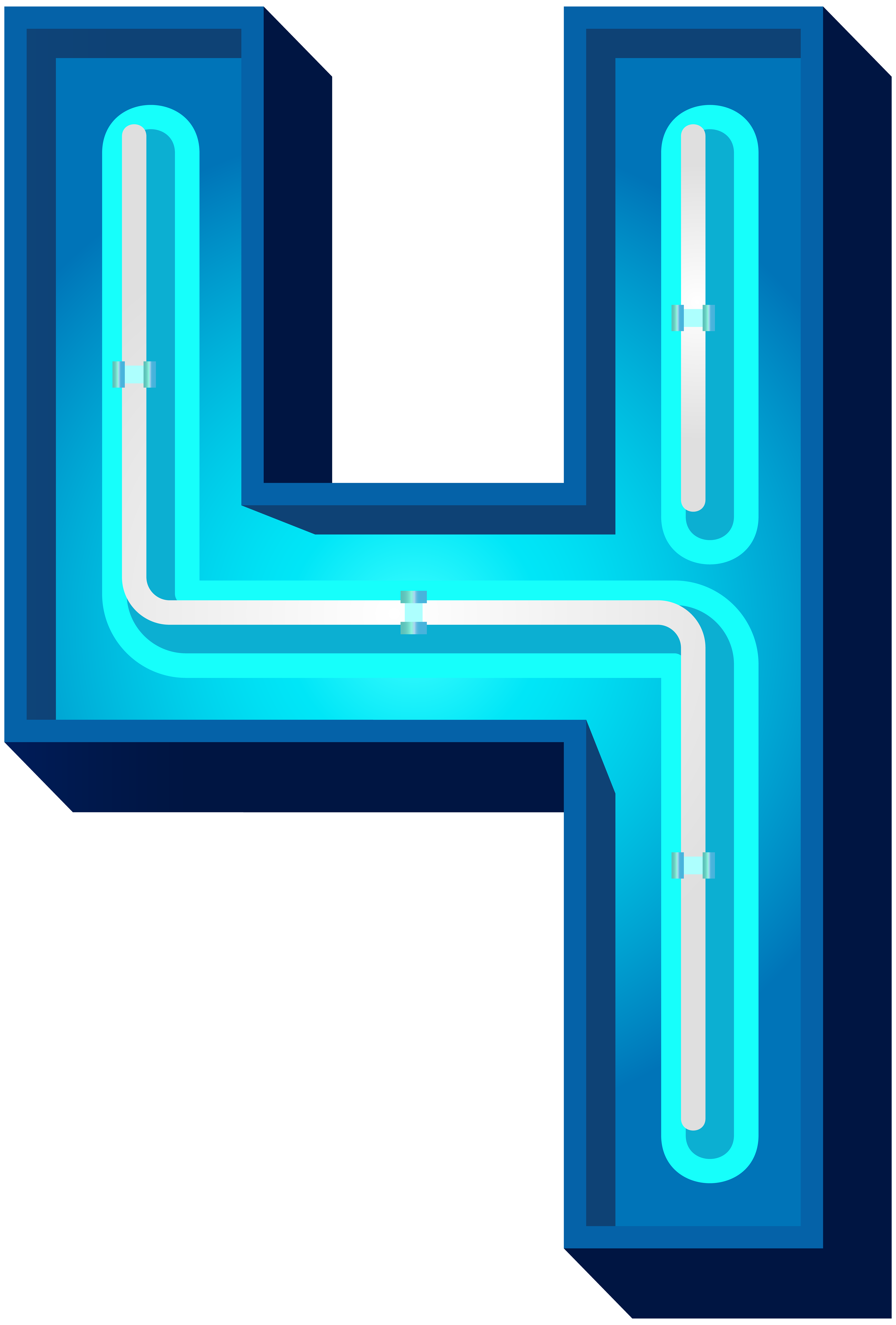 Number Four Blue Neon Png Clip Art Image Gallery
