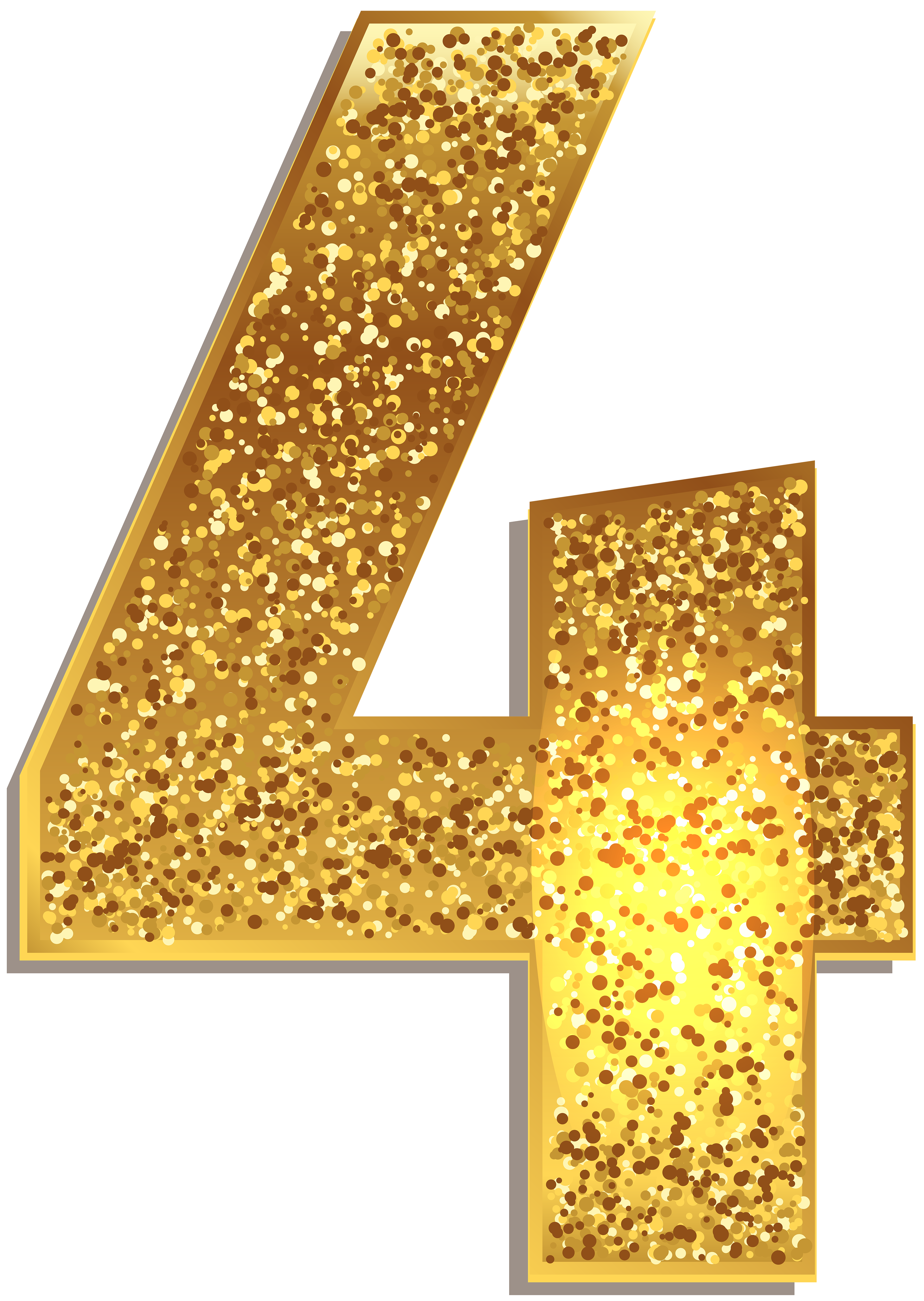 Number Four Gold Shining Png Clip Art Image