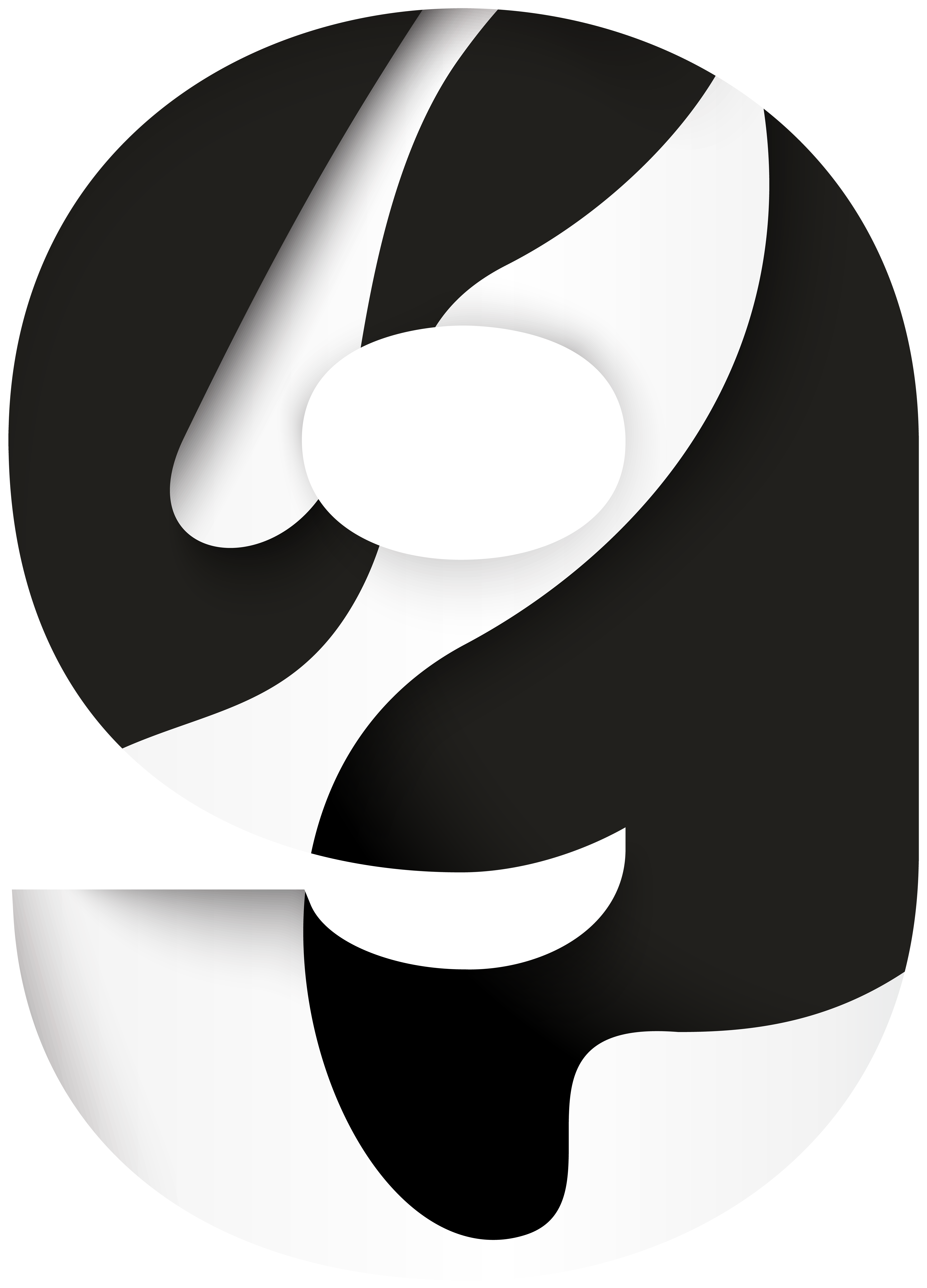 Number Nine Black White Png Clip Art Image