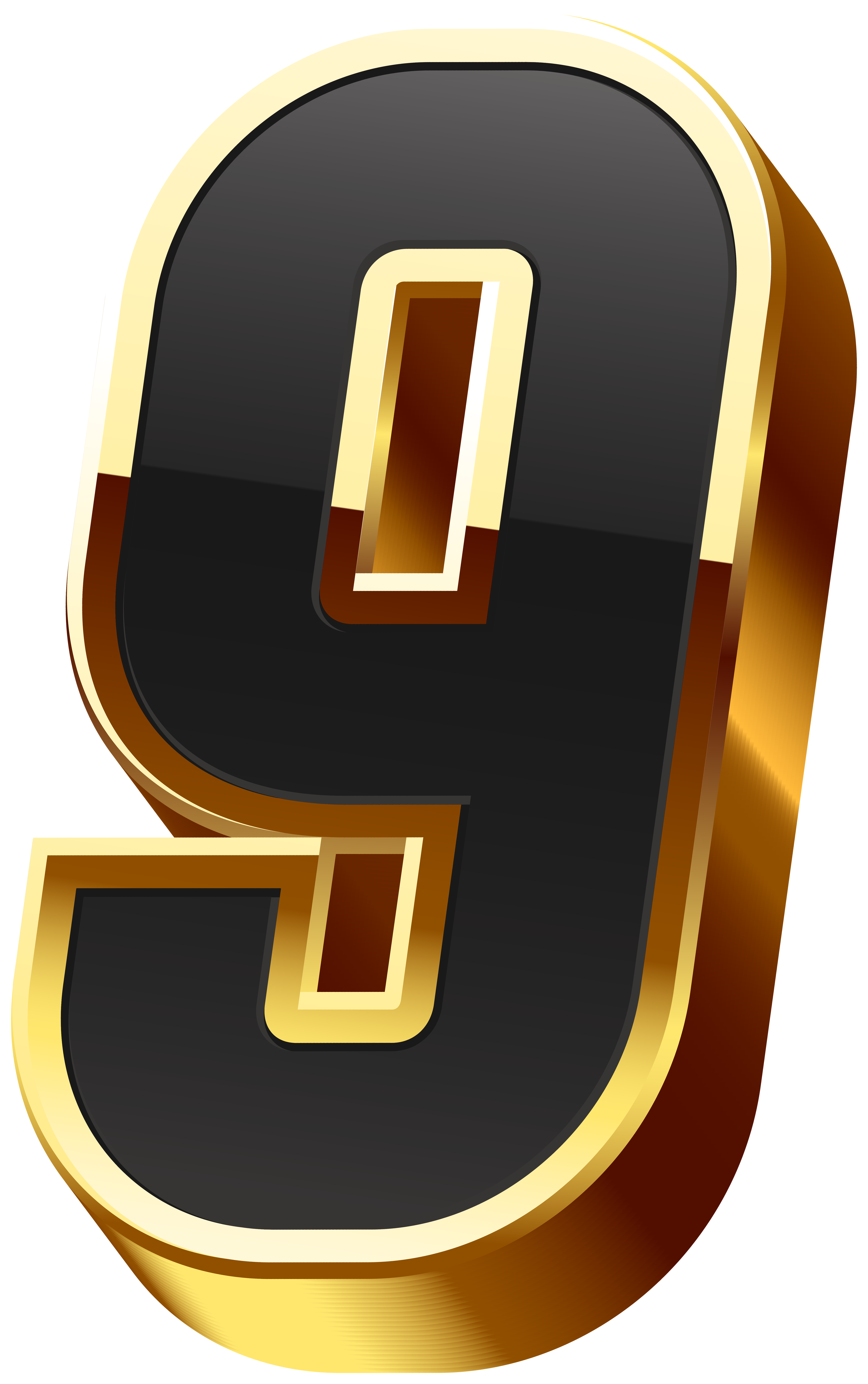Number Nine Gold Black Transparent Image | Gallery Yopriceville - High