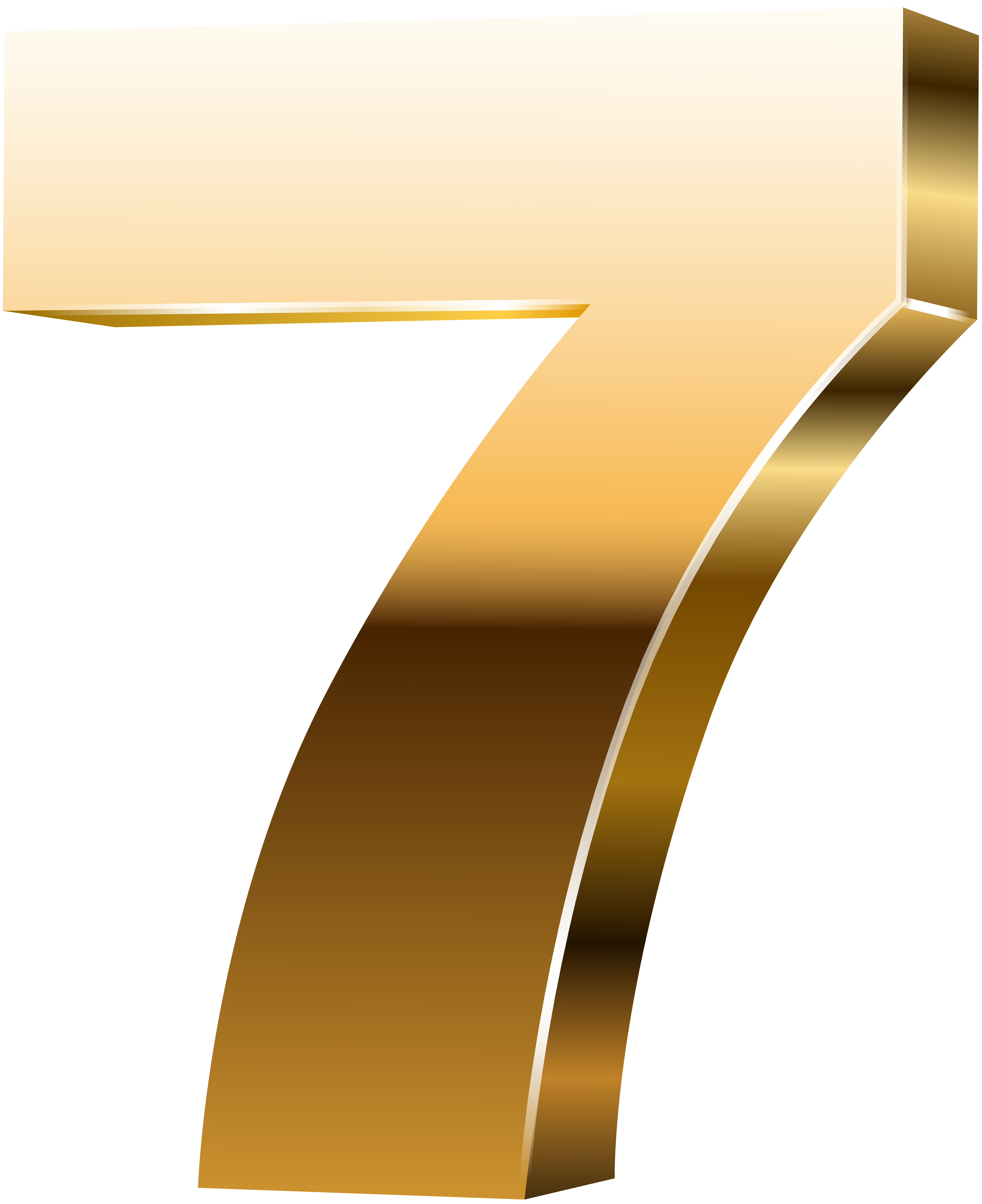 Number Seven 3d Gold Png Clip Art Image