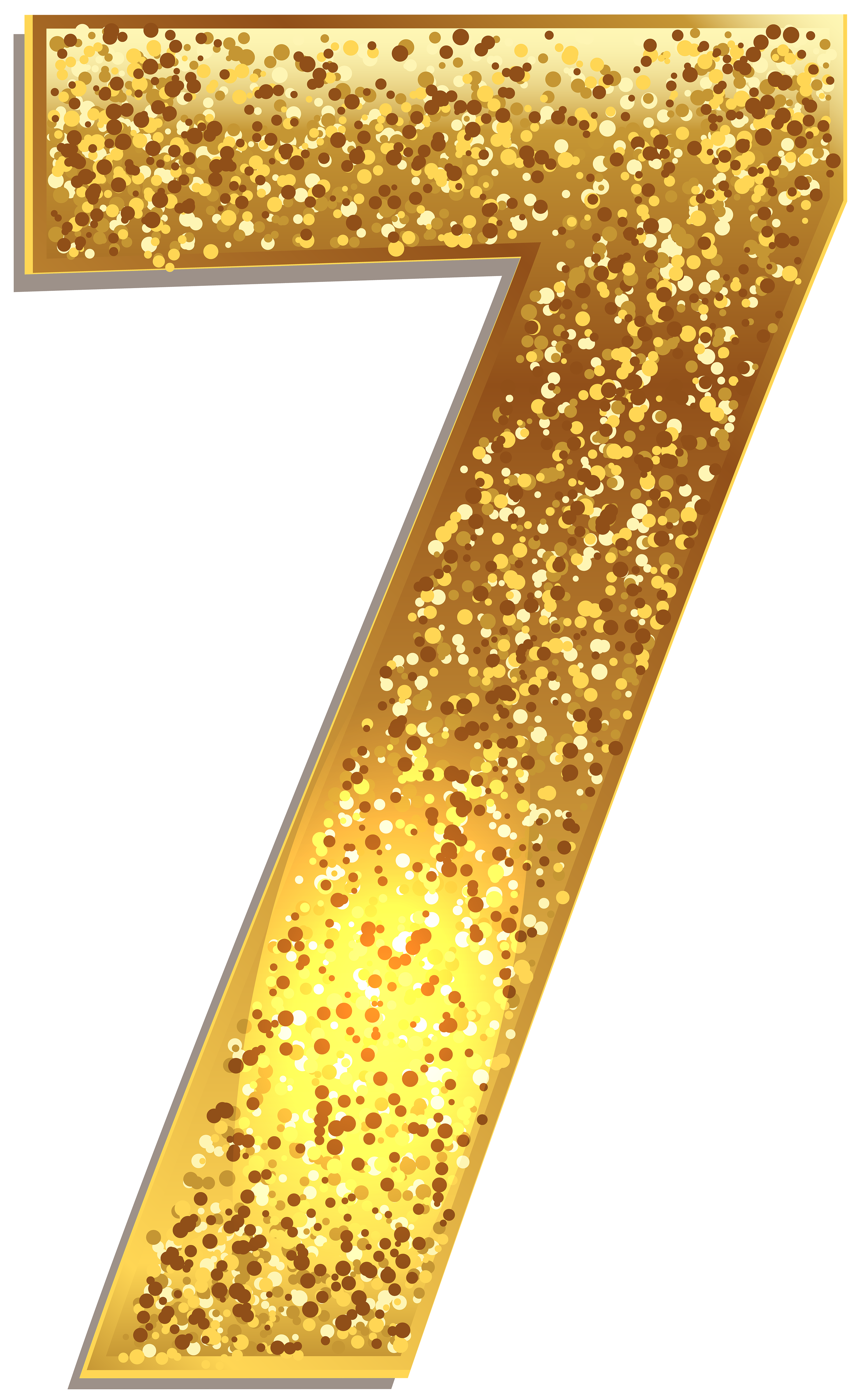 Number Seven Gold Shining Png Clip Art Image