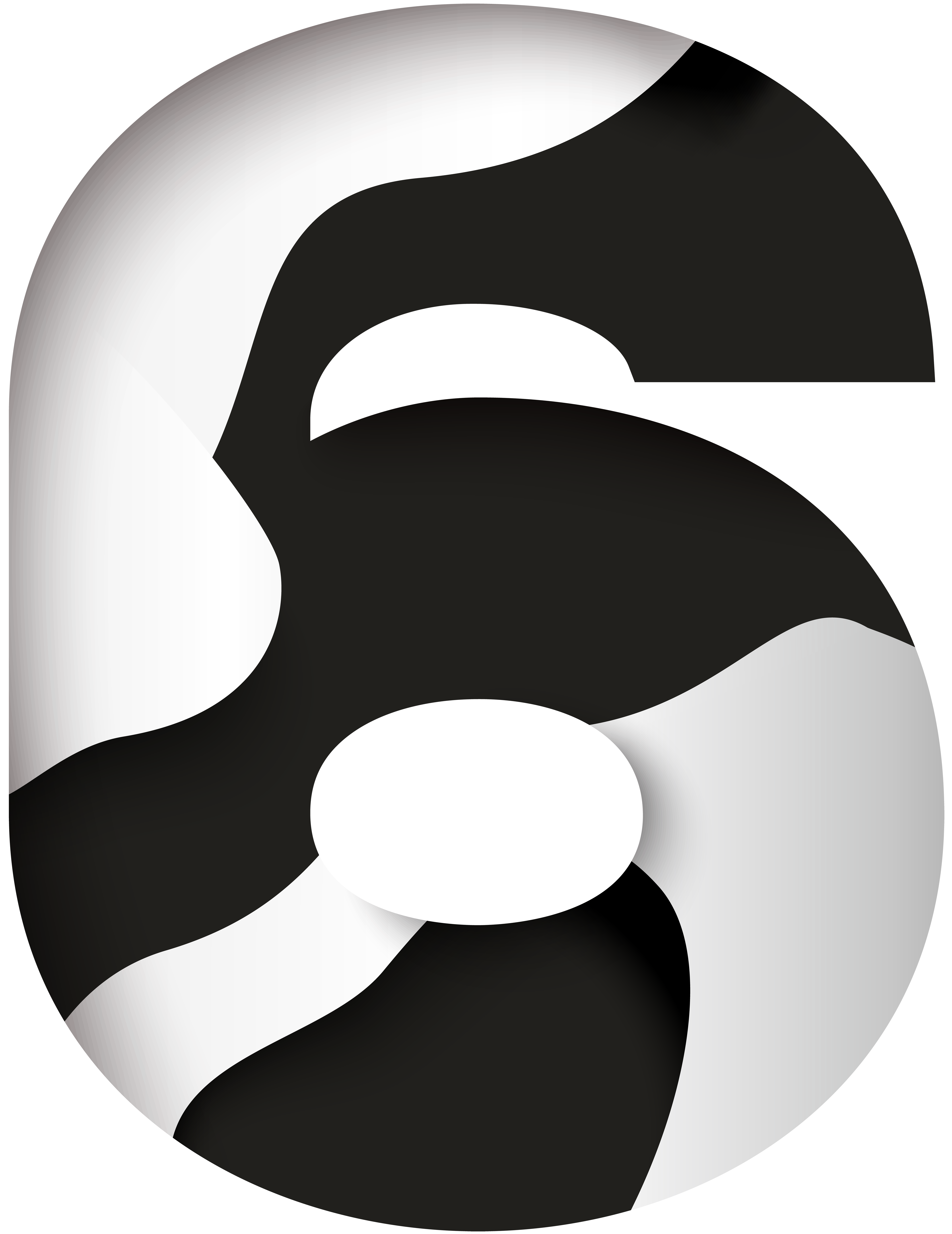 Number Six Black White Png Clip Art Image