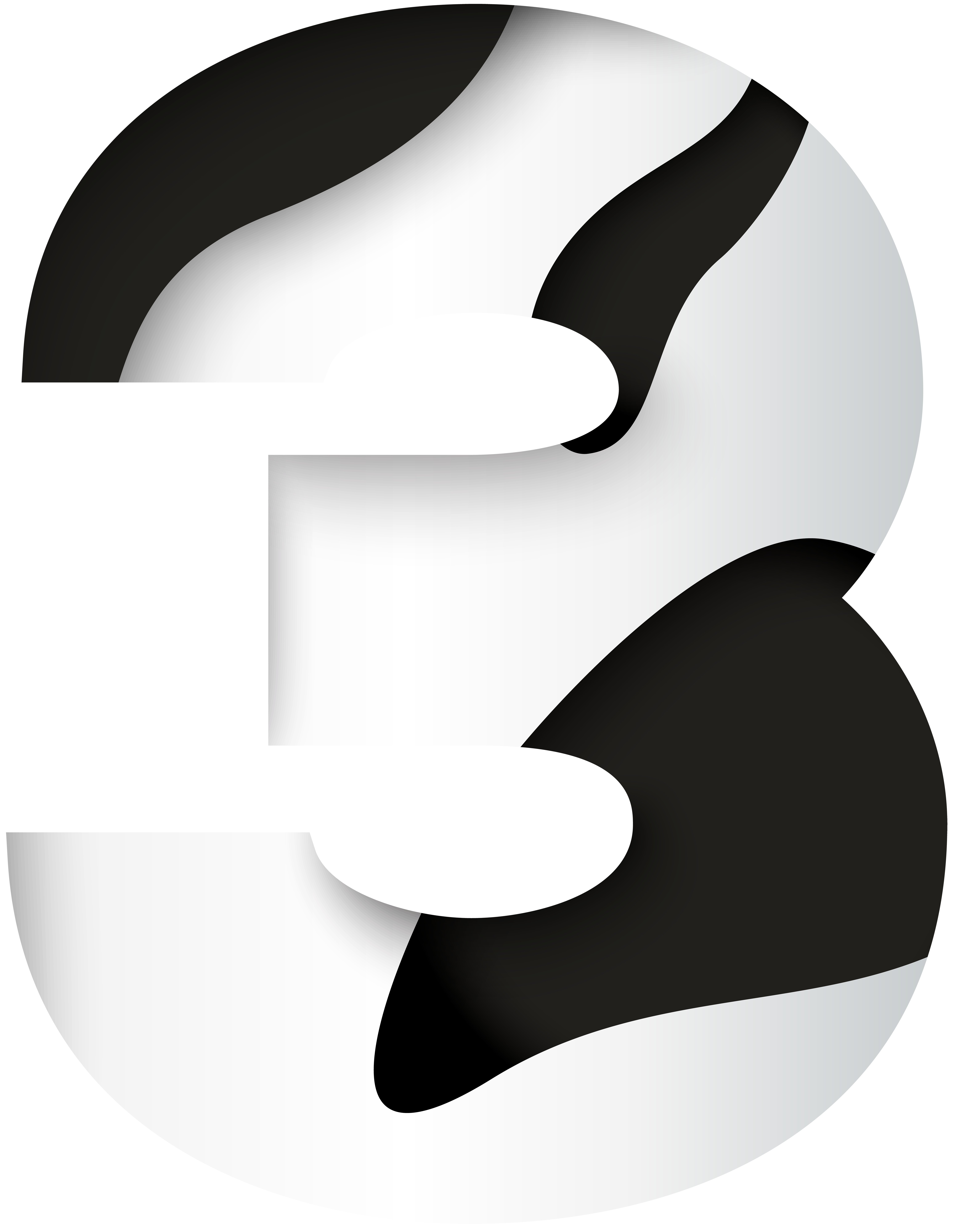 Number Three Black White Png Clip Art Image