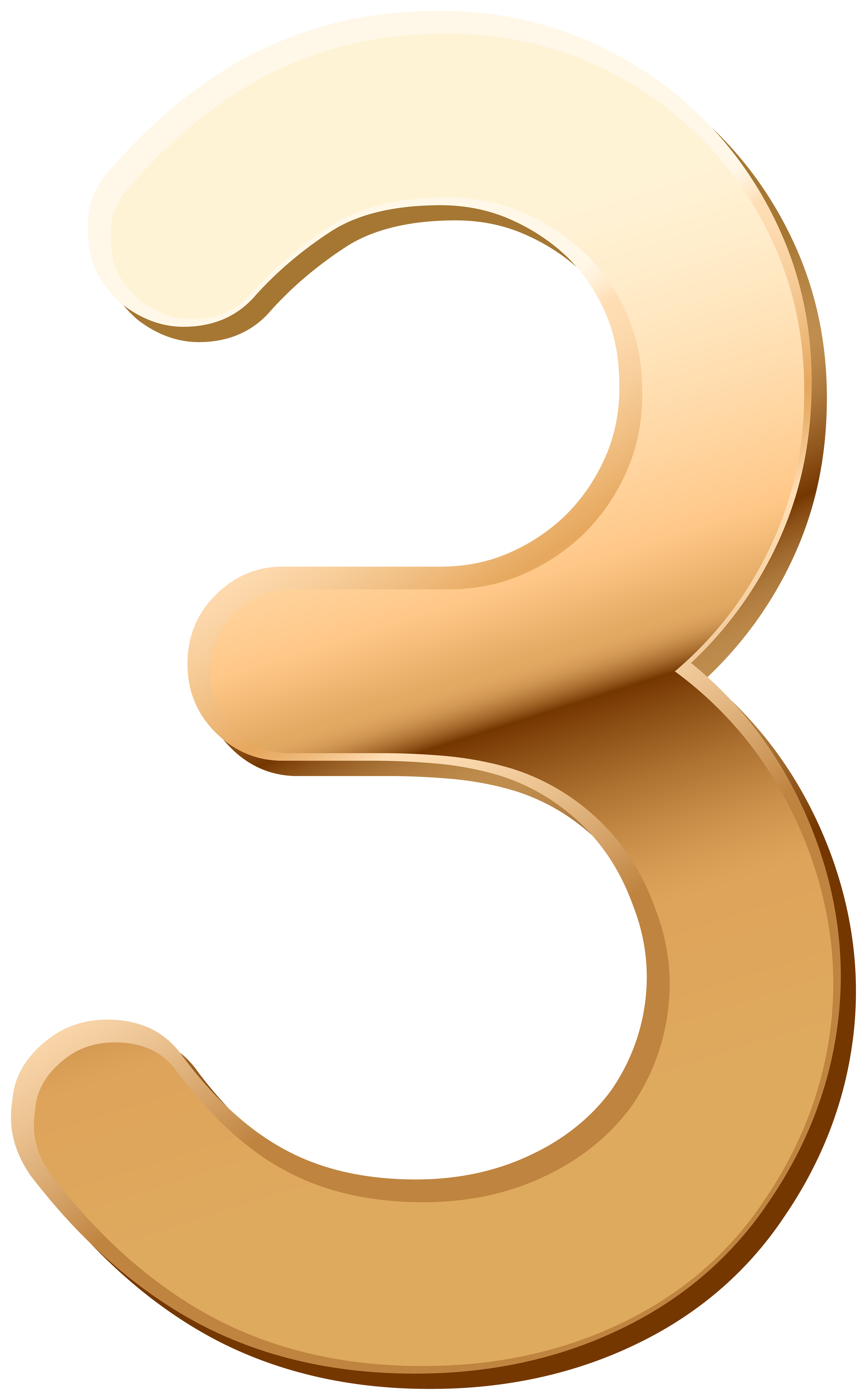 Number Three Gold Png Clipart