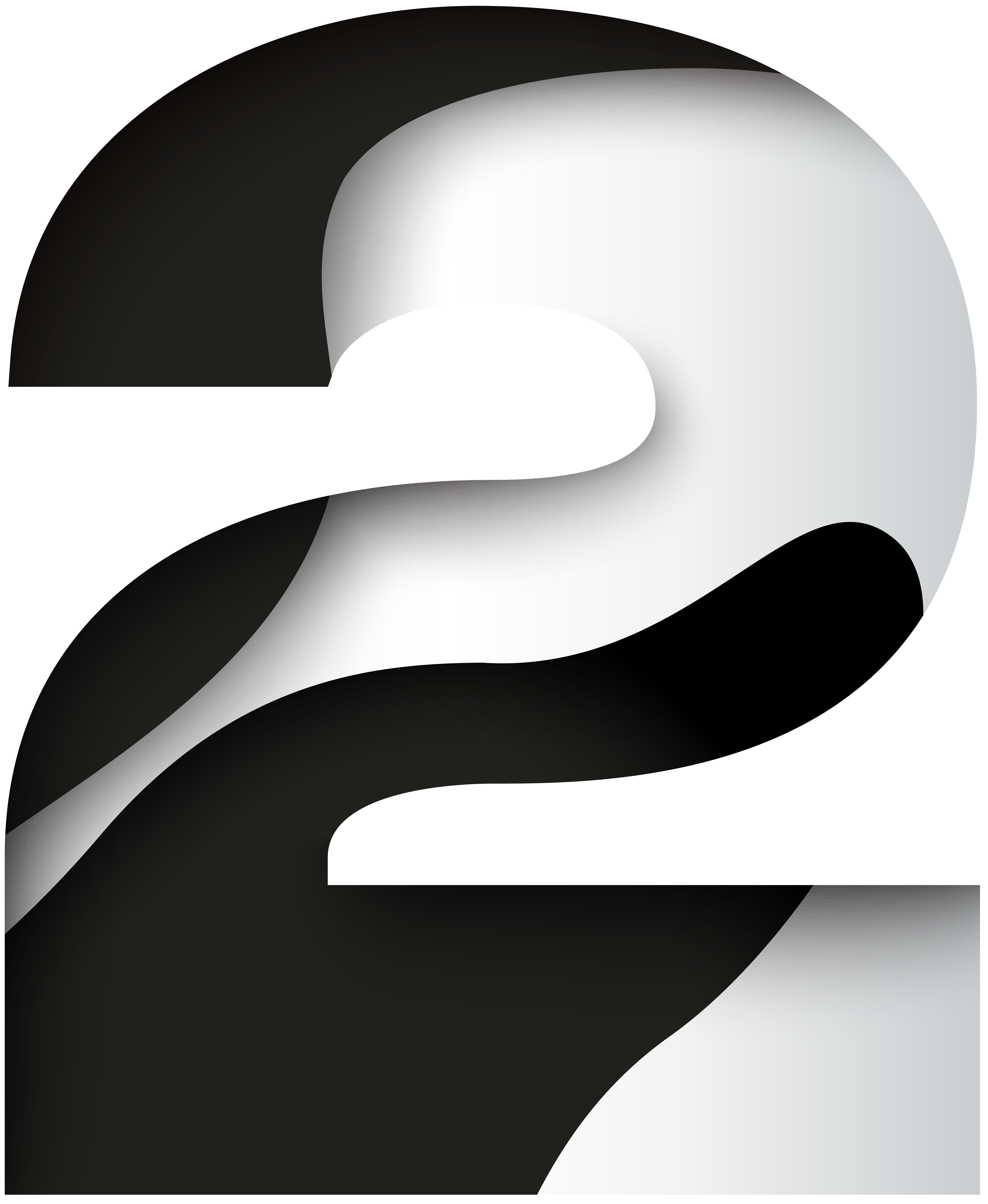 Number Two Black White Png Clip Art Image