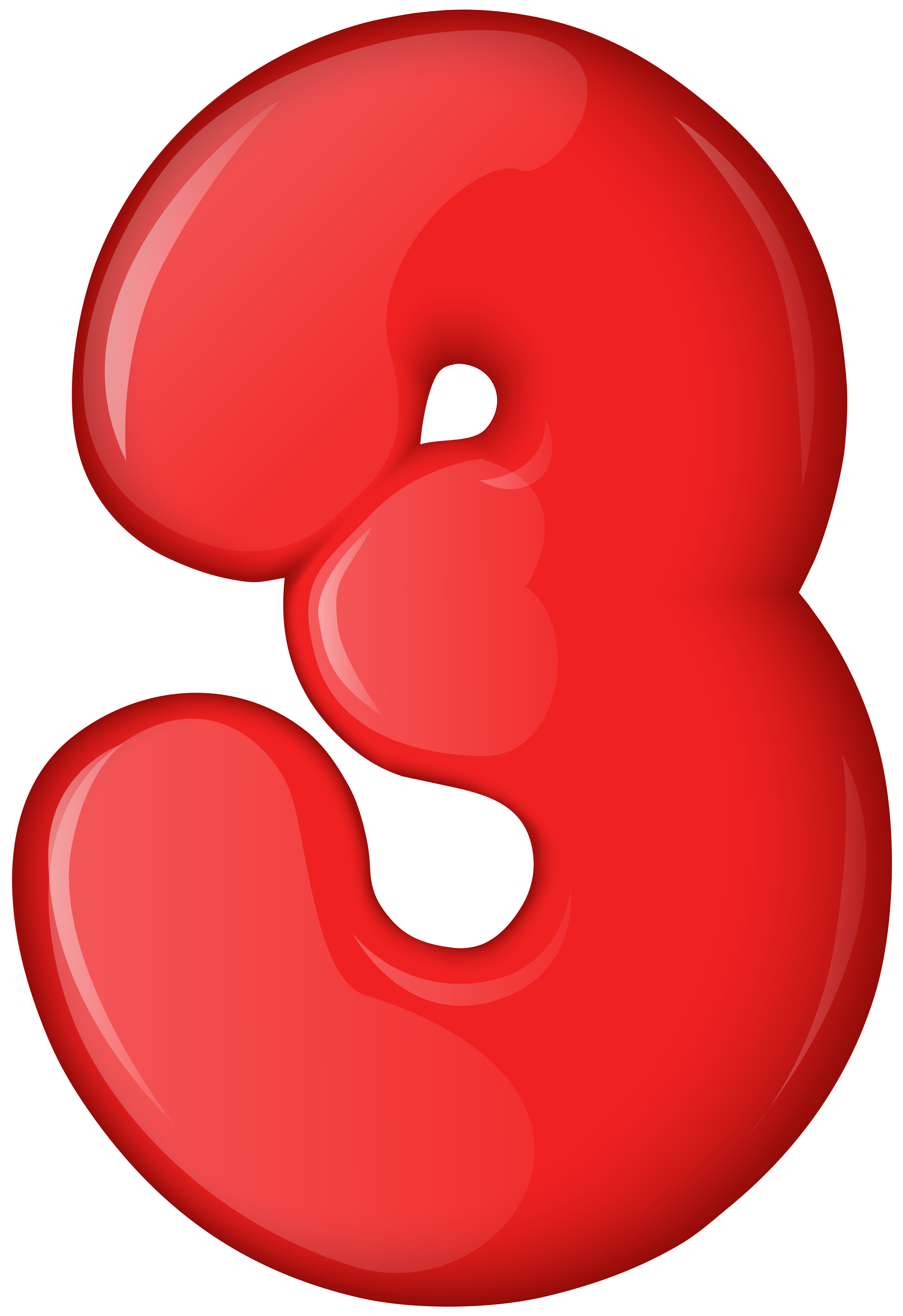 Red Number Three Transparent Png Clip Art