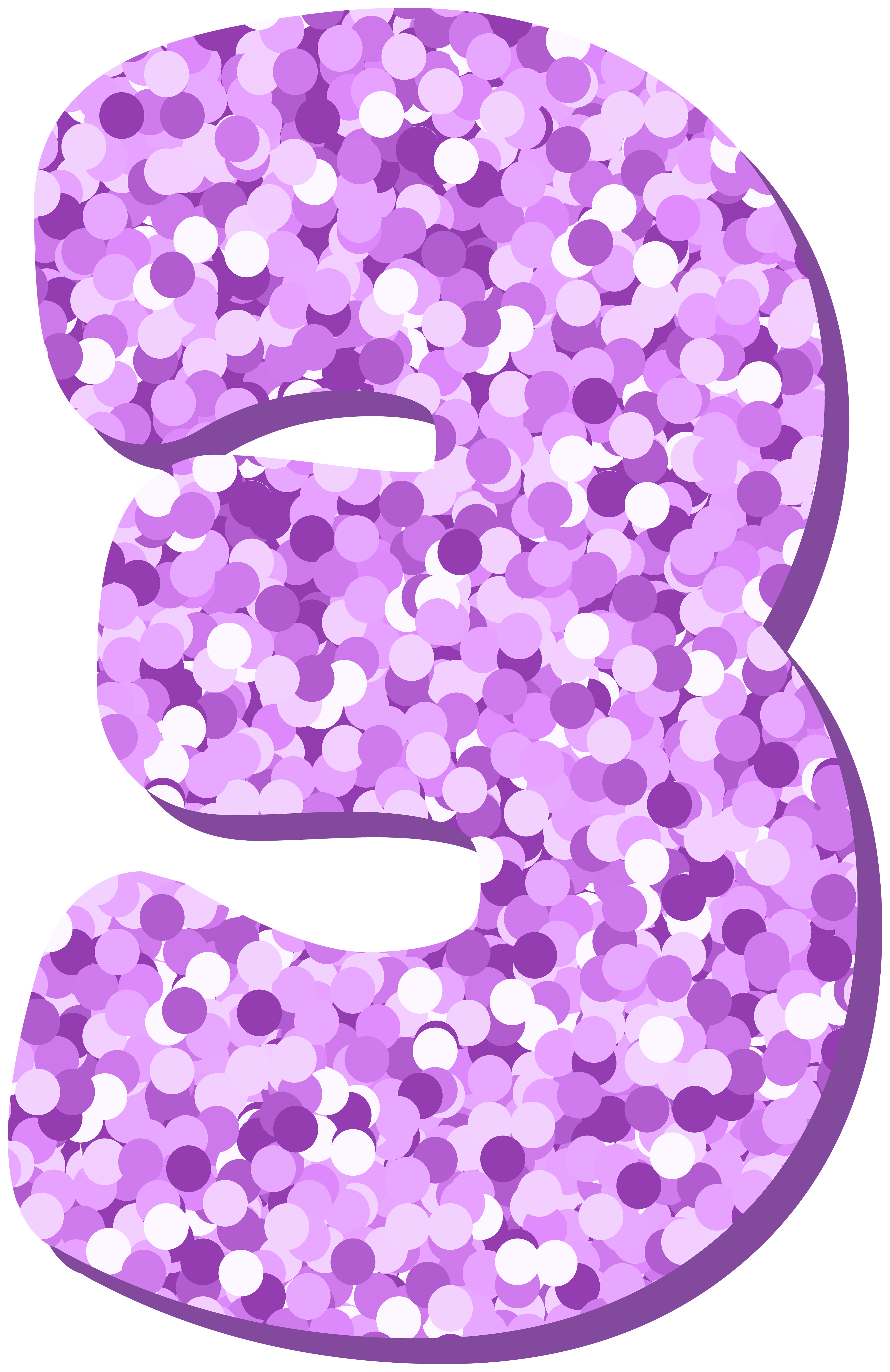 Three 3 Number Violet Glitter Png Clipart