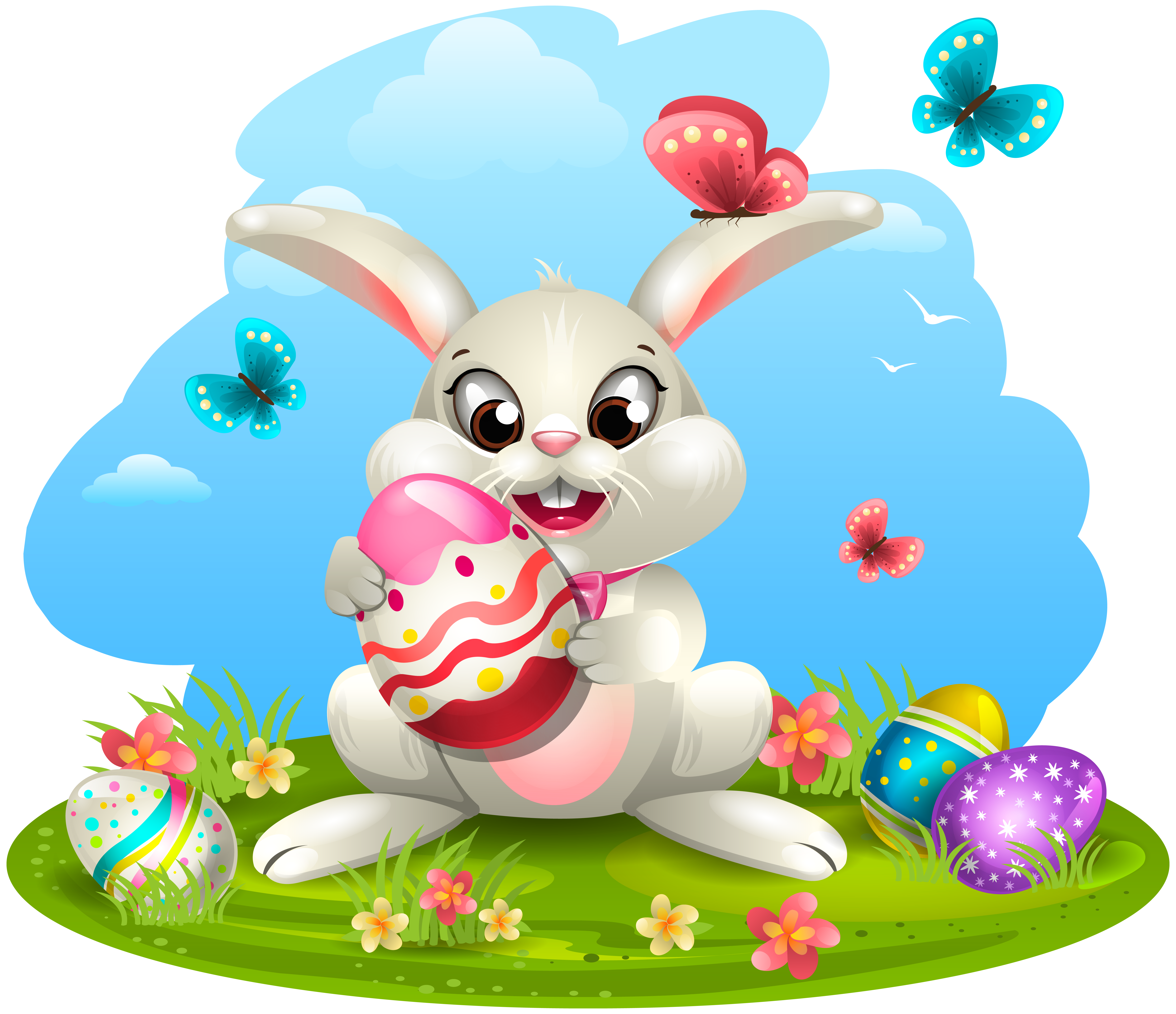 Easter Bunny with Eggs PNG Clipart Image​