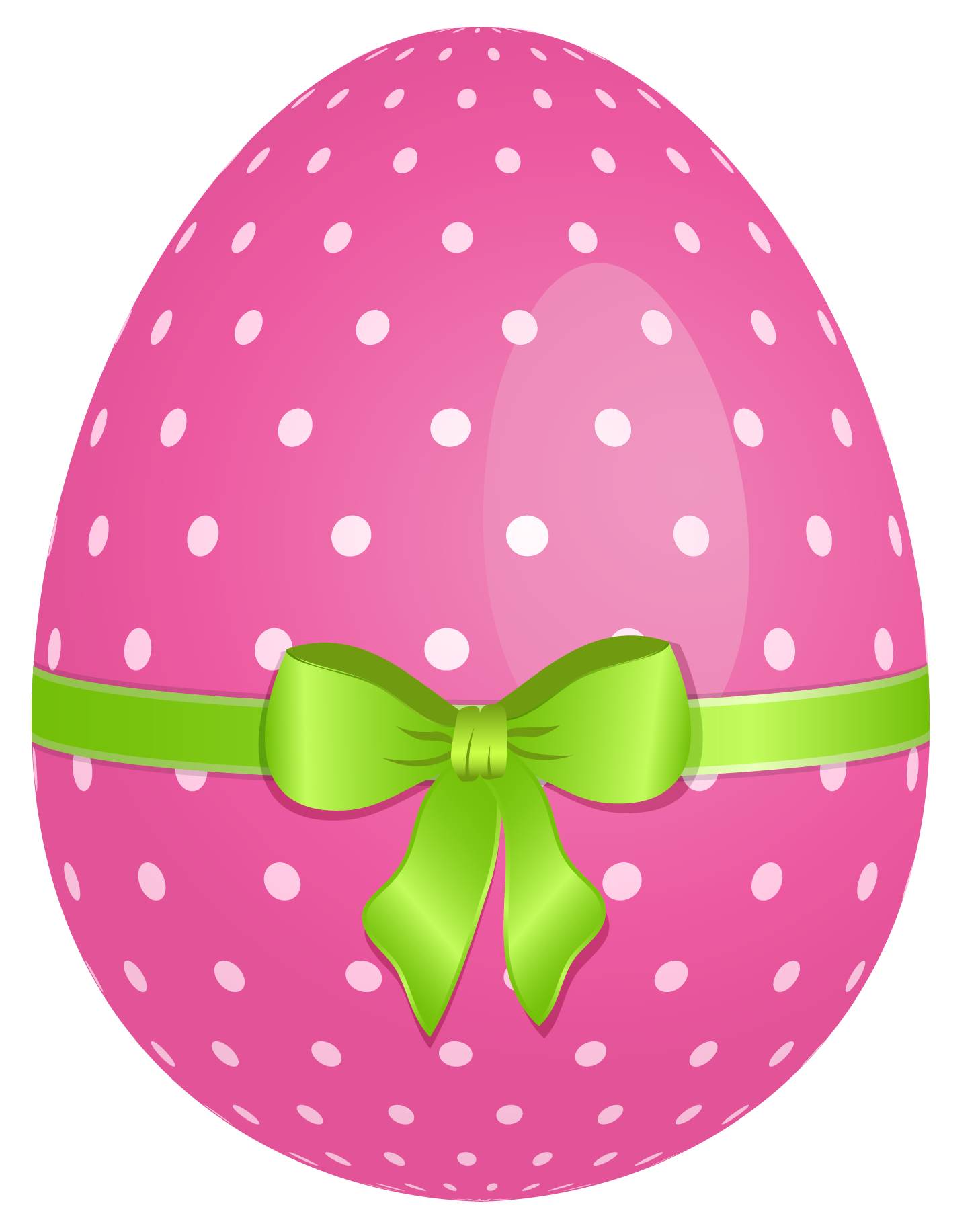    ПАСХАЛЬНЫЕ ЯЙЦА Pink_Dotted_Easter_Egg_with_Green_Bow_PNG_Clipart