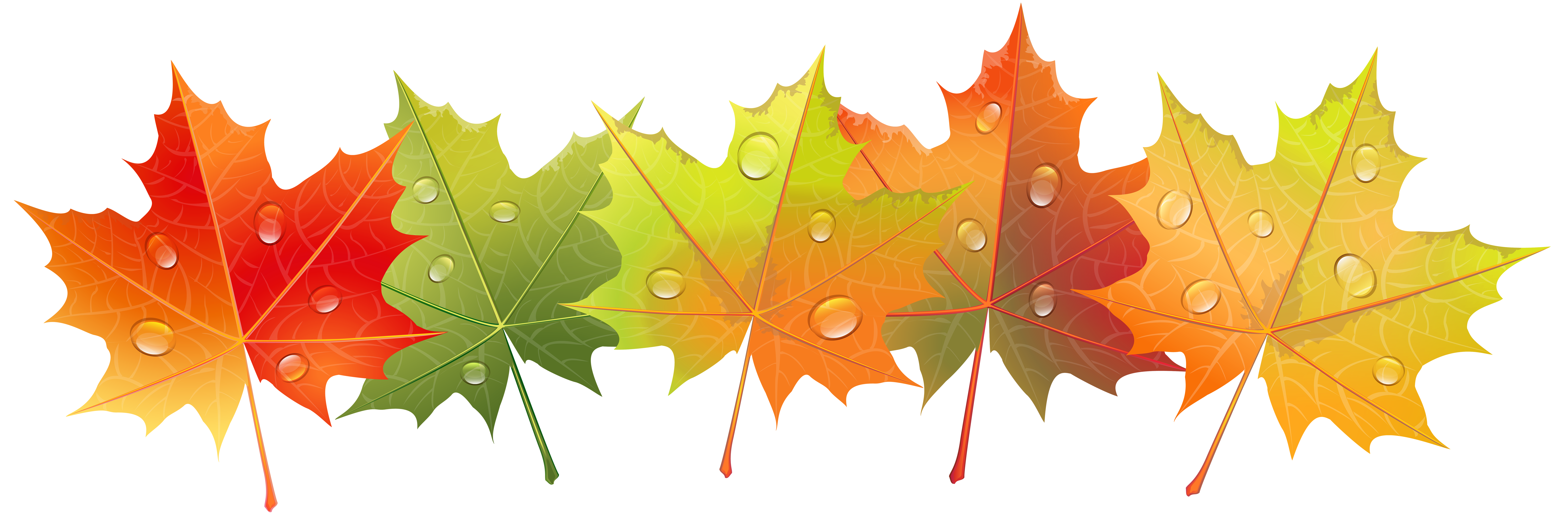 Autumn Leaves with Dew Drops PNG Clip Art Image | Gallery Yopriceville - High-Quality Images and
