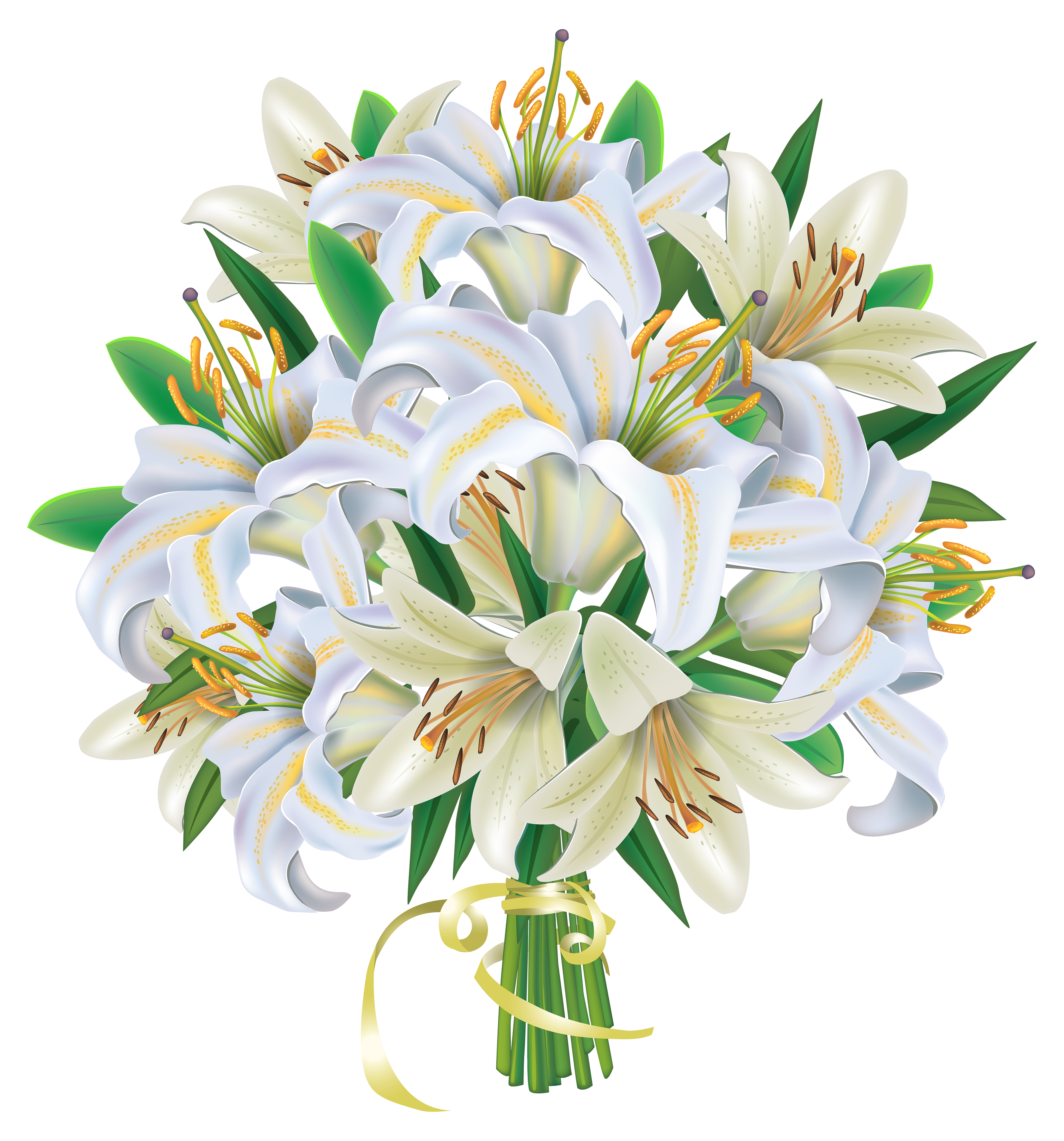 White Lilies Flowers Bouquet PNG Clipart Image | Gallery Yopriceville