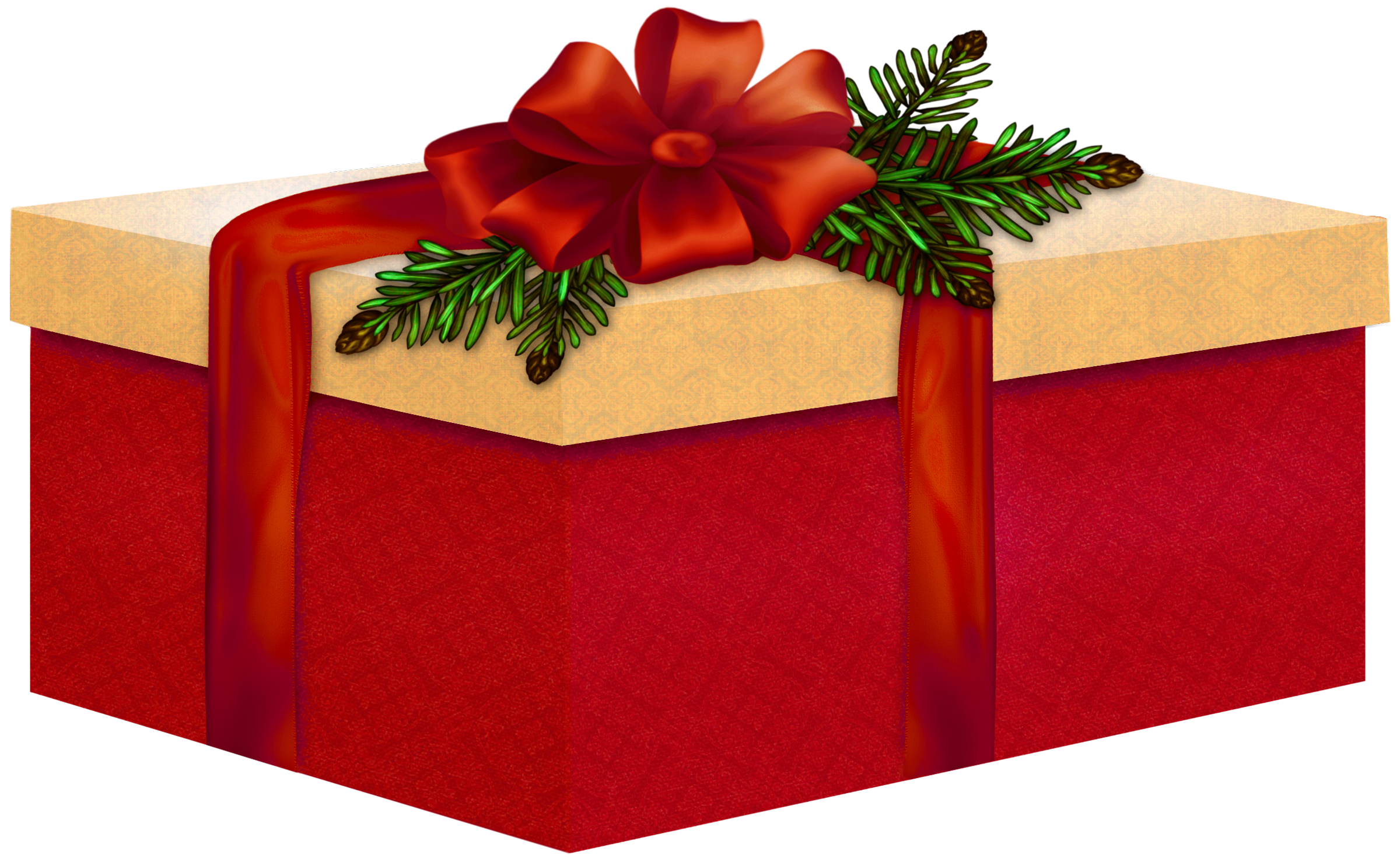 Large Red And Cream Present With Red Bow Clipart Gallery Yopriceville High Quality Images And Transparent Png Free Clipart