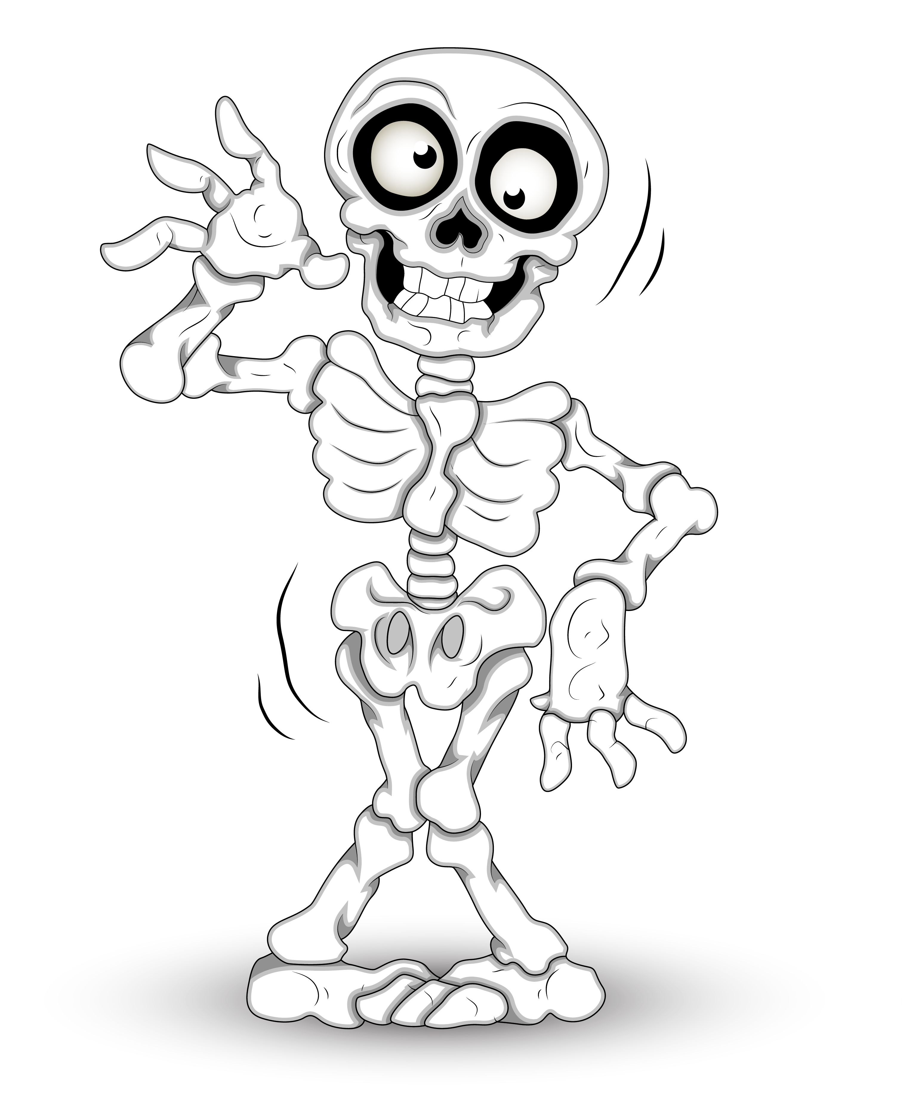 halloween clip art black and white skeleton